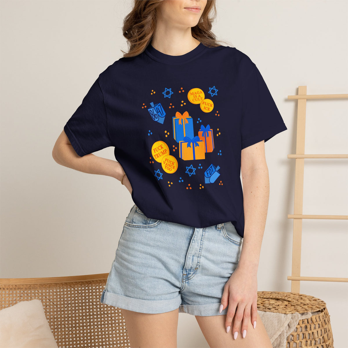 Slightly Subtle Hanukkah Dreidel Gelt Gift Celebration T-Shirt