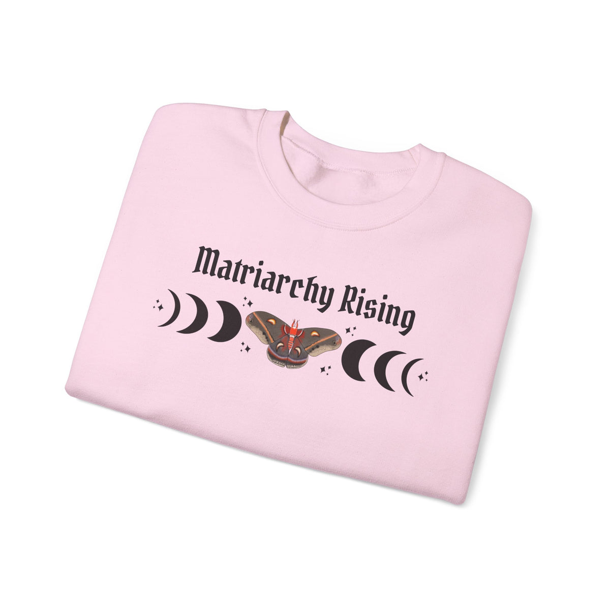 Matriarchy Rising Witchy Moon Phases Moth Crewneck Sweatshirt