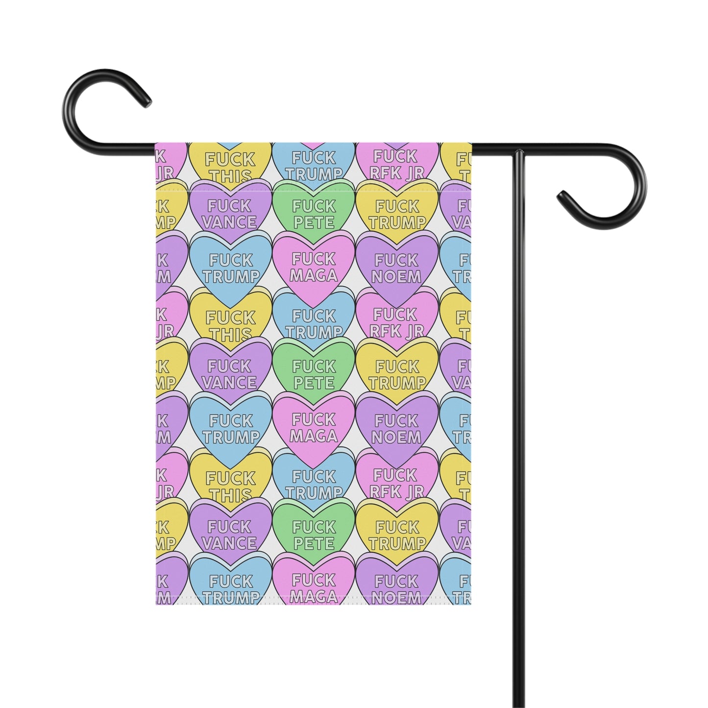 Slightly Subtle Conversation Hearts Garden Flag | House Garden Banner