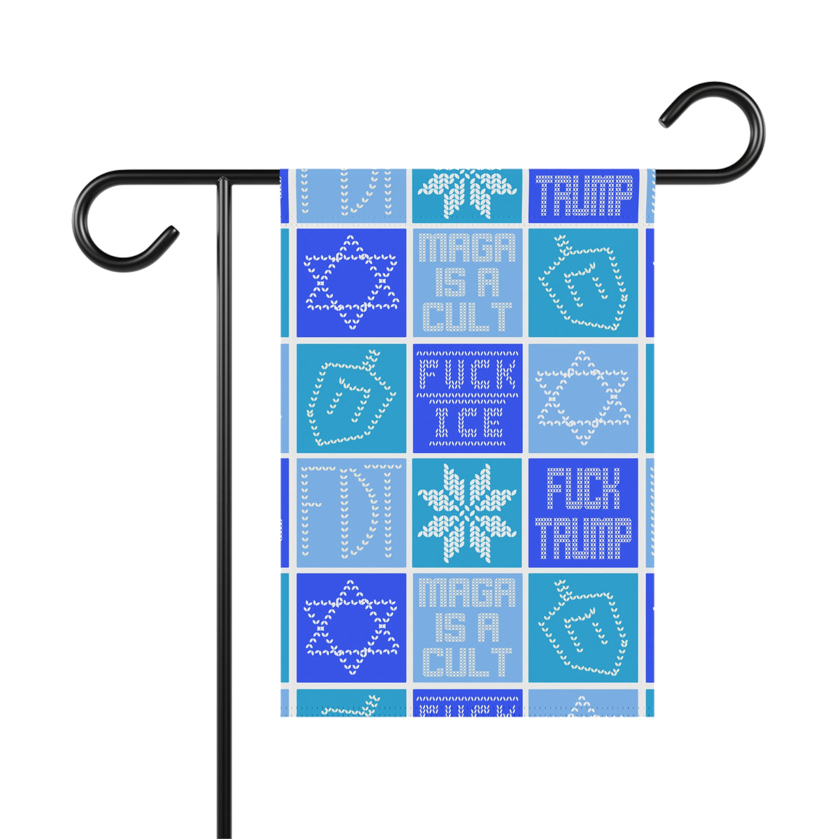 Hanukkah Garden Flag Blue Anti-MAGA F*ck Trump Political Yard Banner