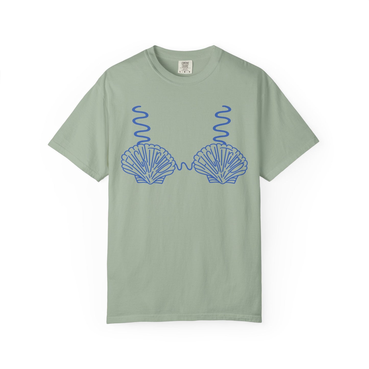 Slighly Subtle Seashell Bikini Line Art T-Shirt | Beachy Mermaid Shells Graphic Tee FDT