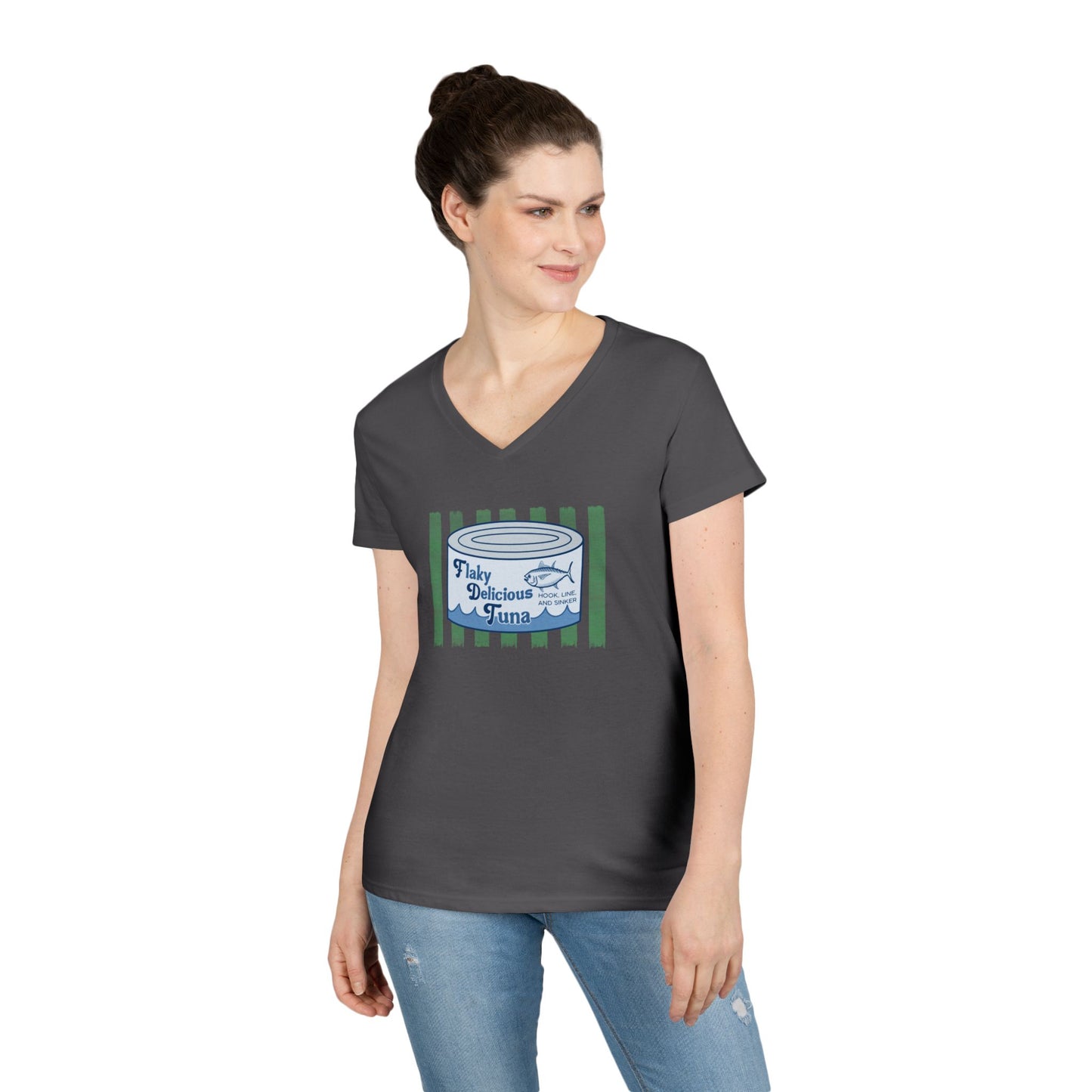 Flaky Delicious Tuna can graphic Tee | V-Neck T-Shirt FDT