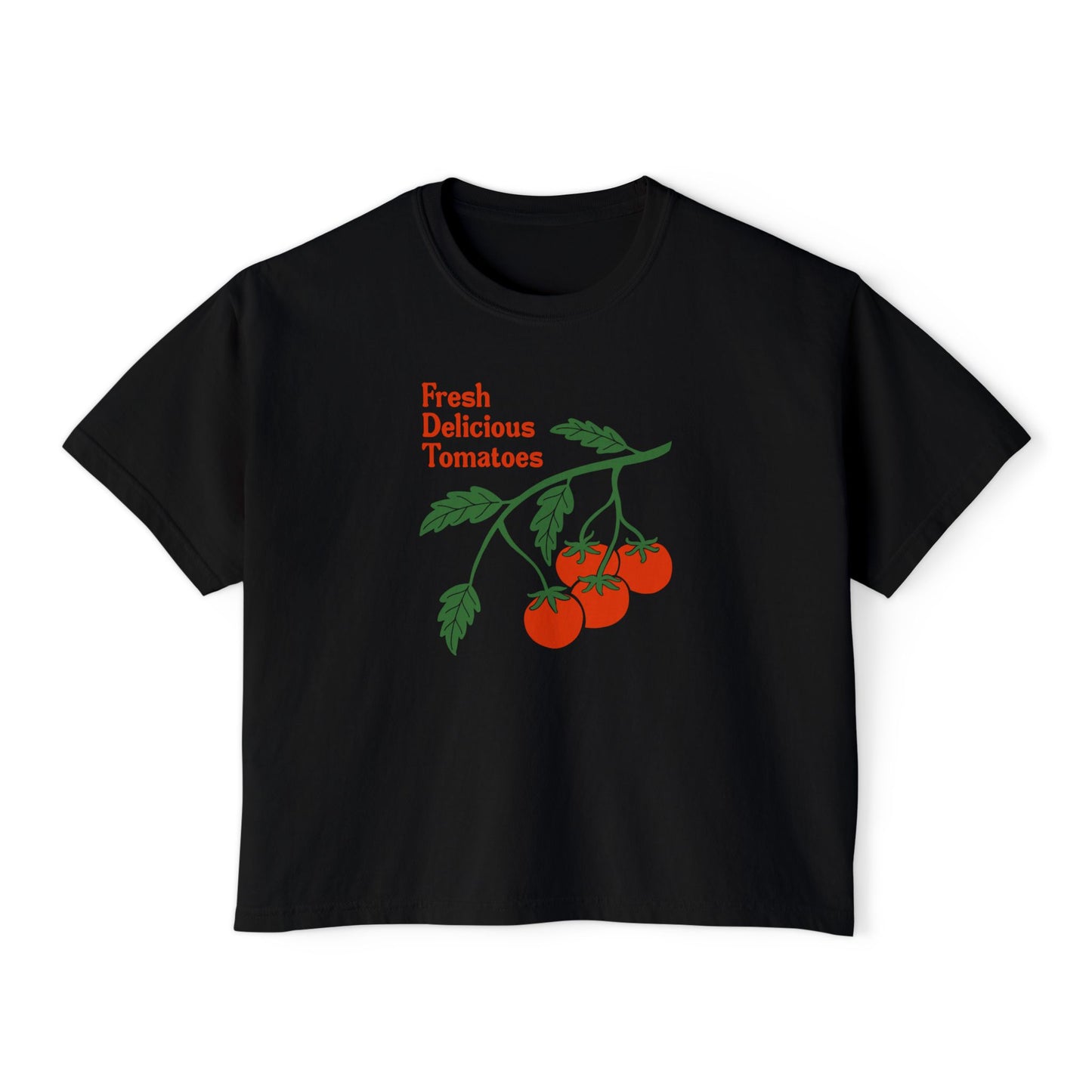 Fresh Delicious Tomatoes CROP Tee | Tomato Vine Illustration, Garden Produce Shirt Comfort Colors Boxy Crop