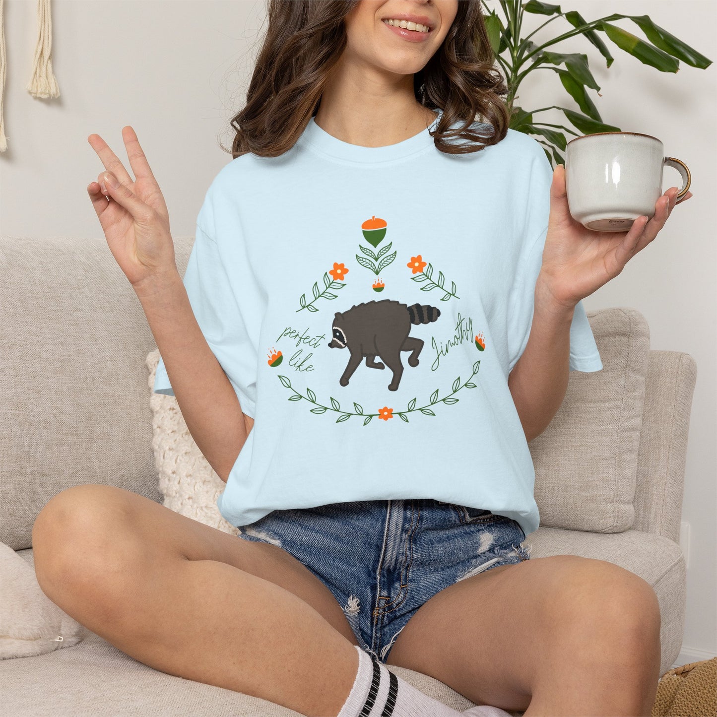 Perfect like Jimothy Floral T-Shirt — Racoon Proud Rustic Graphic Tee
