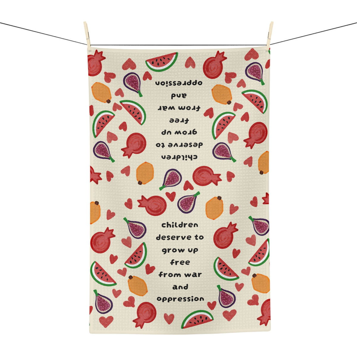 Children Deserve to Grow Up Free from war and oppression Tea Towel  Fruit Pattern Microfiber Kitchen Towel