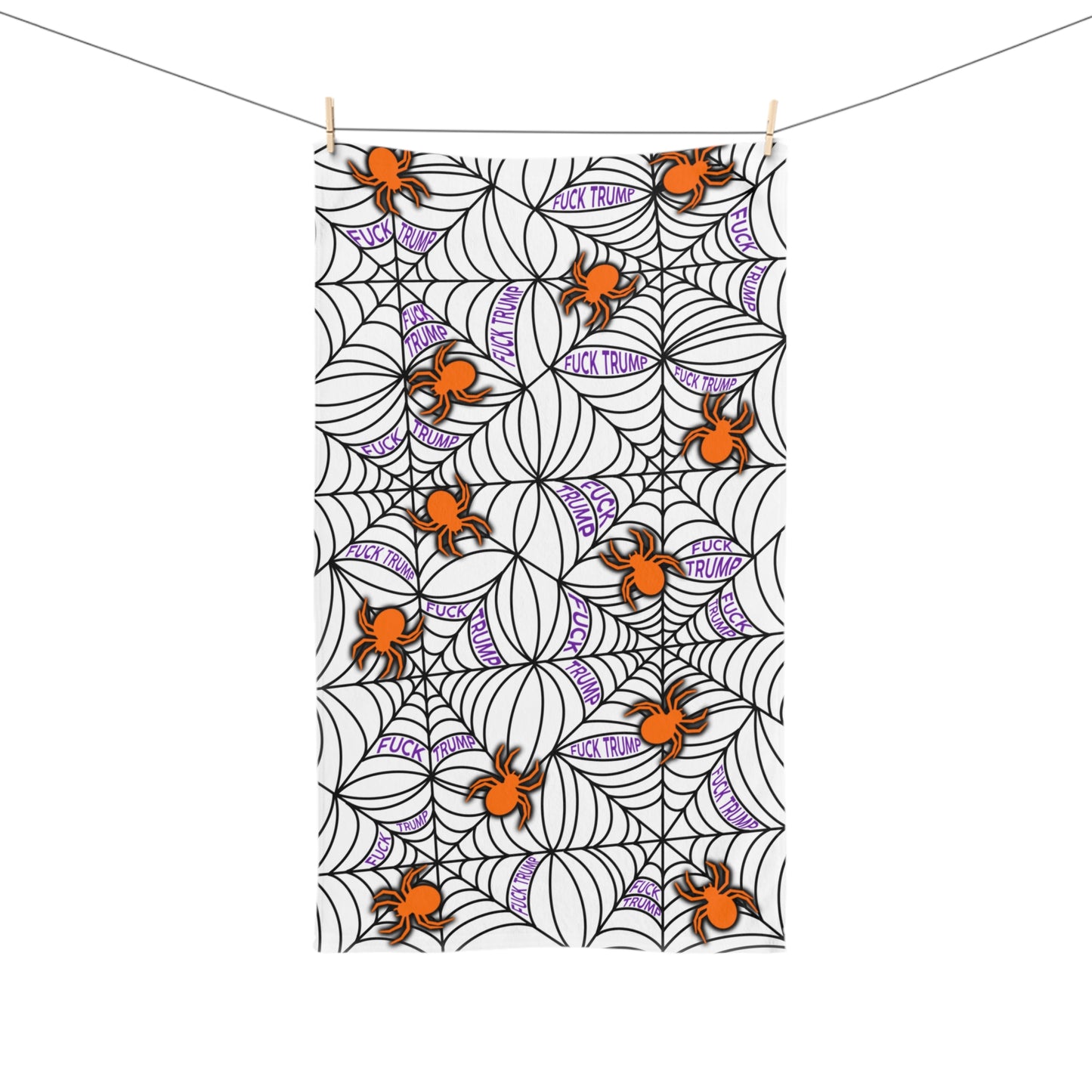 Slightly Subtle Spider Web Hand Towel, Spooky Trump Halloween Decor, Kitchen Towel, Bath Towel, Gift for Witch Lovers, Fall Home Accessory