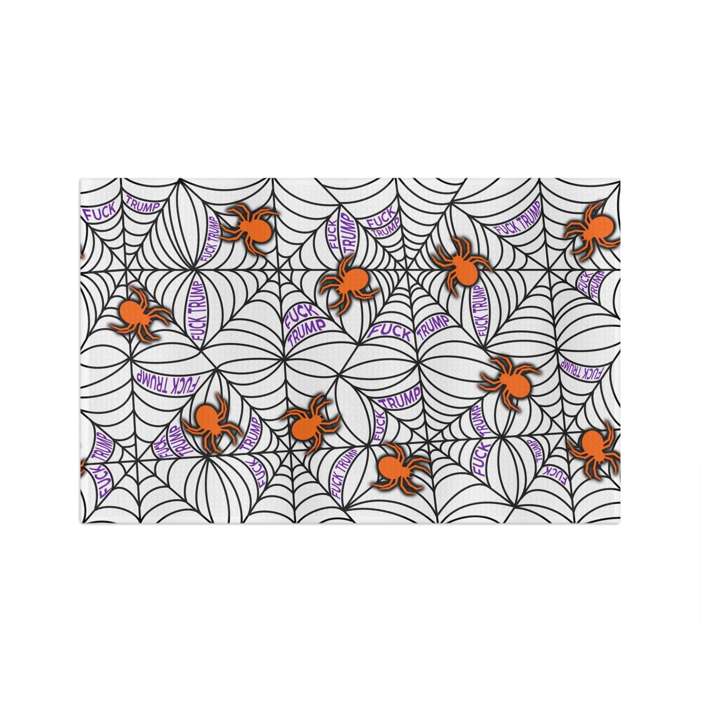 Halloween Spider Web Microfiber Tea Towel Orange Spiders