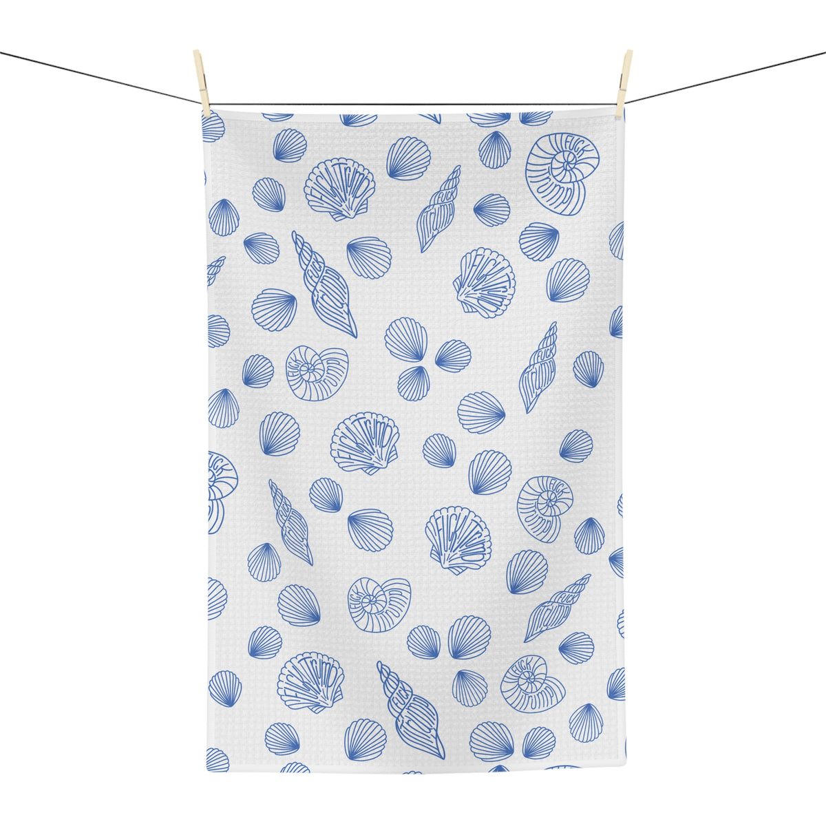 Slightly Subtle Seashell Pattern Microfiber Tea Towel | Coastal Kitchen Print FDT