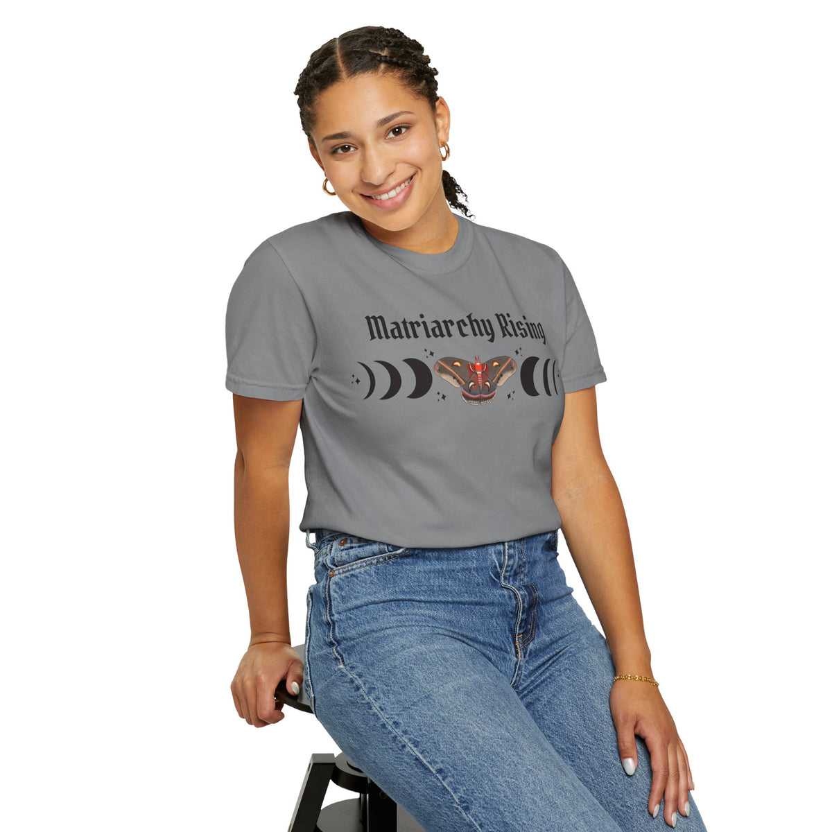 Matriarchy Rising Tee Moon Phases & Moth Feminist Graphic T-Shirt