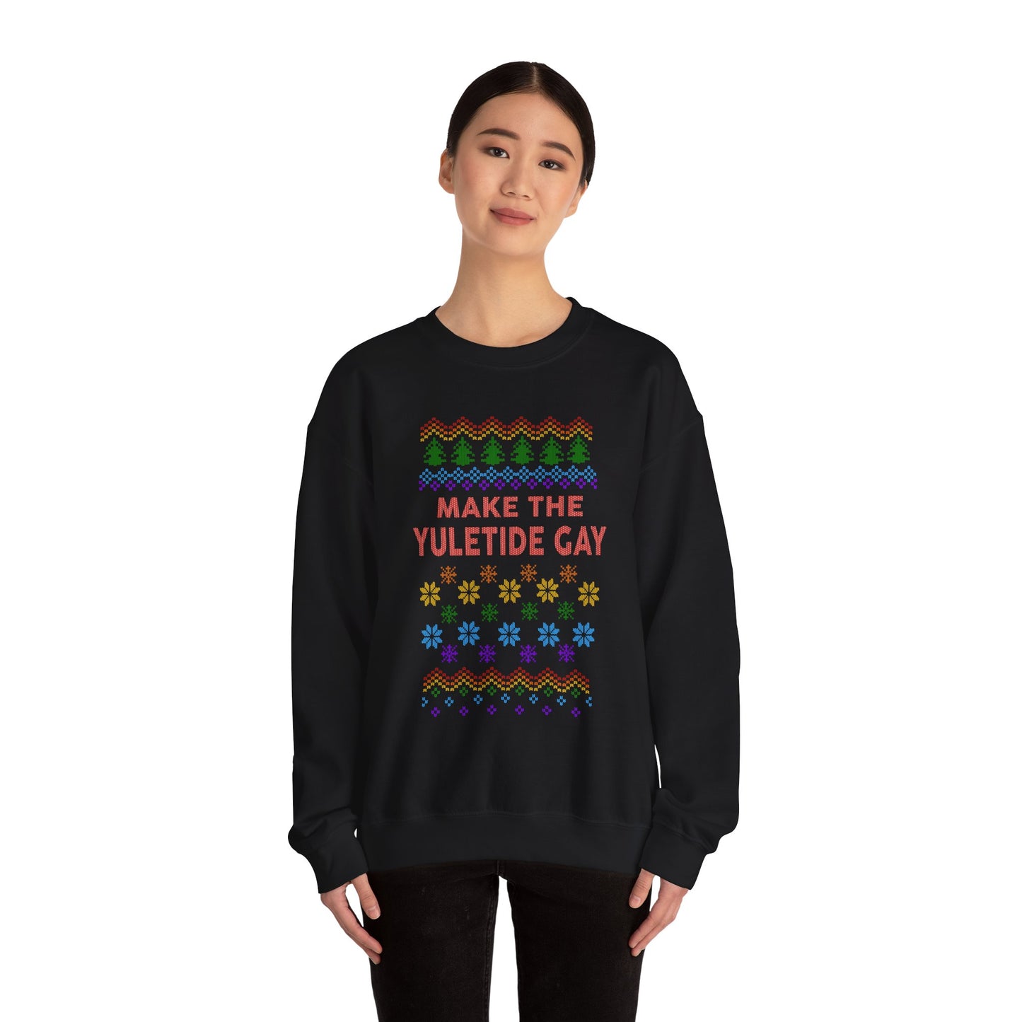 Make the Yuletide Gay Ugly Sweater Unisex Heavy Blend™ Crewneck Sweatshirt