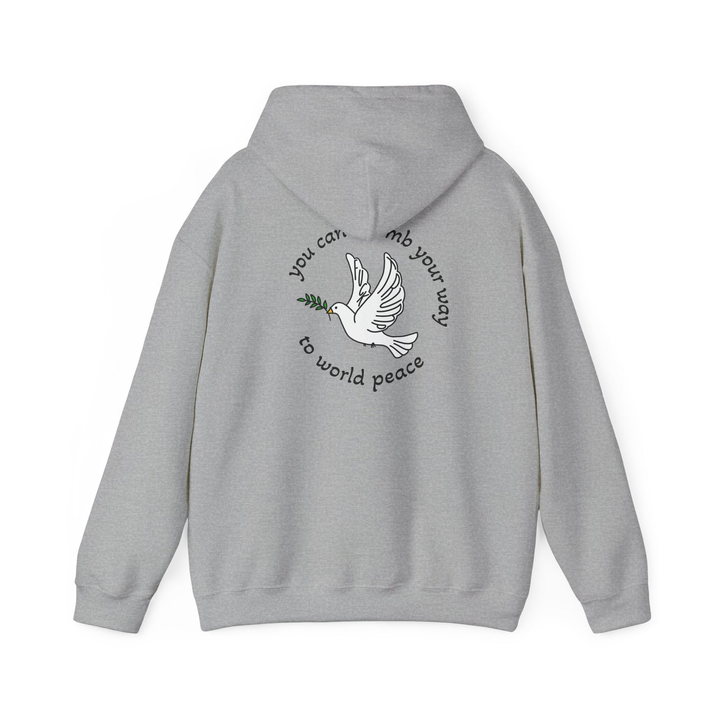 Bombs for World Peace Dove with Olive Branch Hoodie | front and back sweatshirt