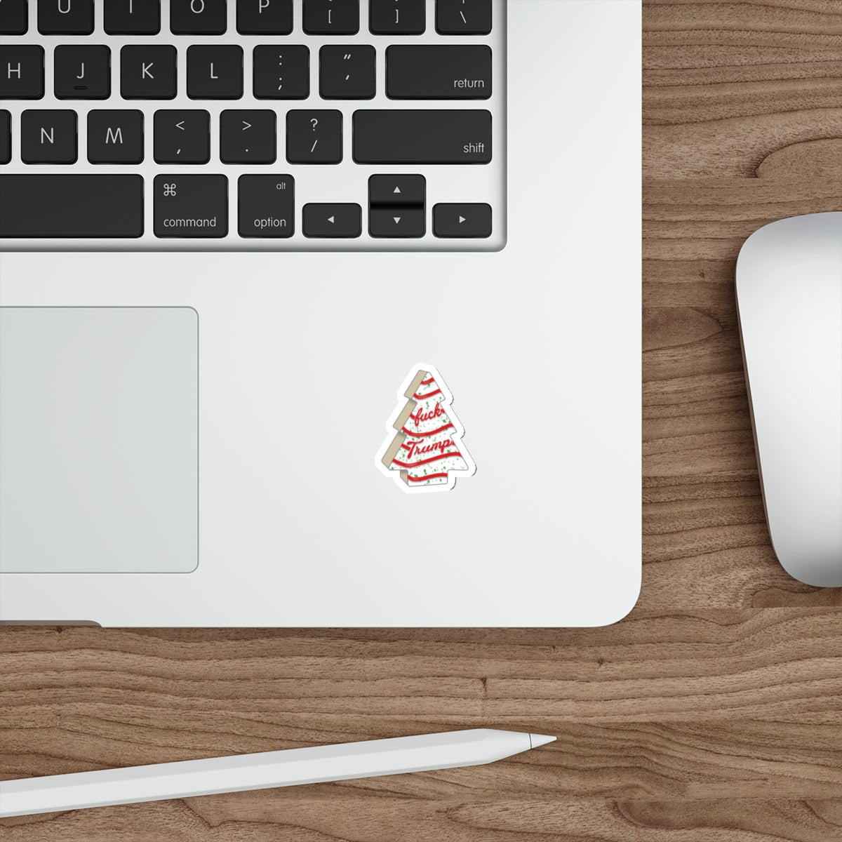 Slightly Subtle Tree Cake FDT Festive Die-Cut Stickers | Holiday, Political Humor, Gift for Activists, Laptop Decor, Christmas Decor