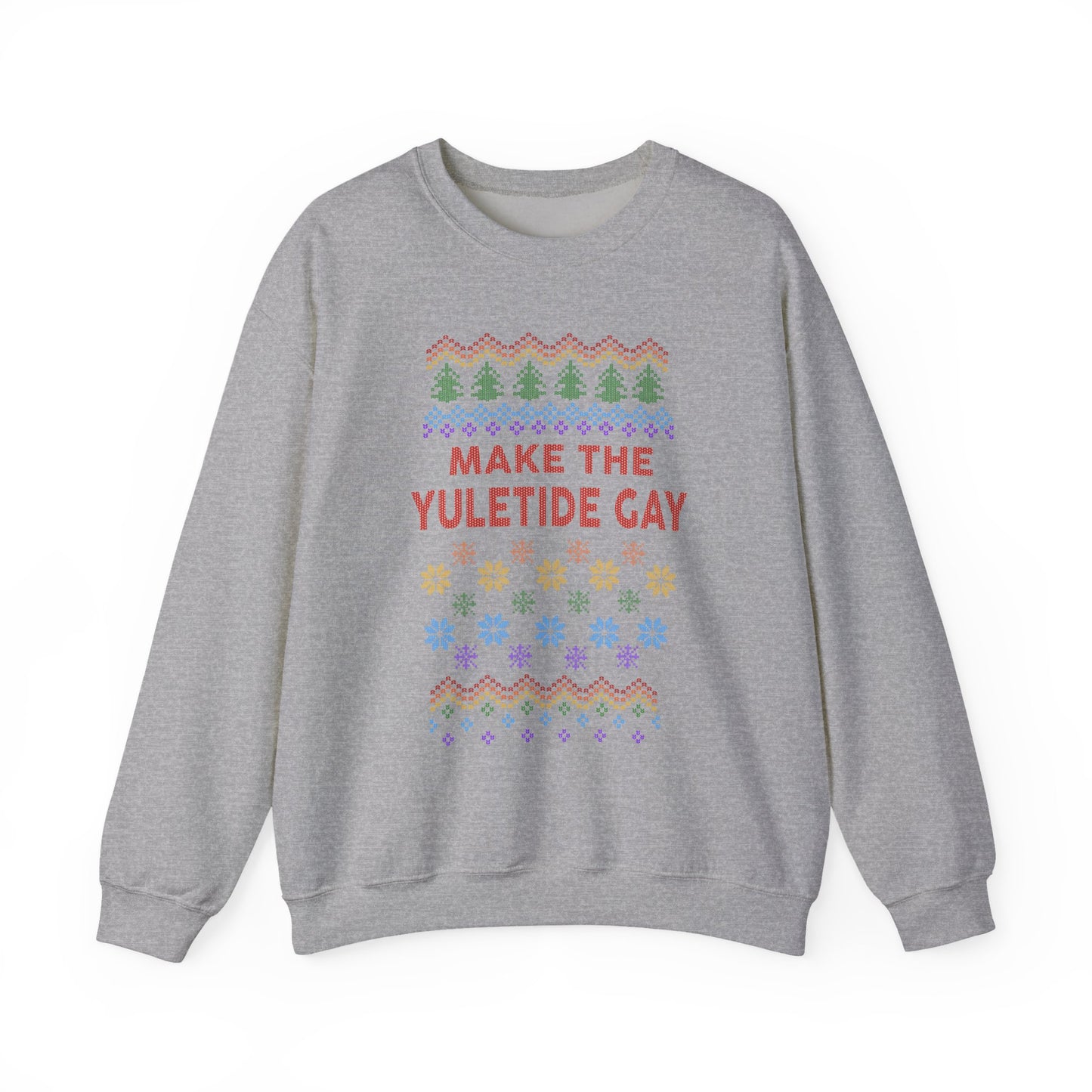 Make the Yuletide Gay Ugly Sweater Unisex Heavy Blend™ Crewneck Sweatshirt