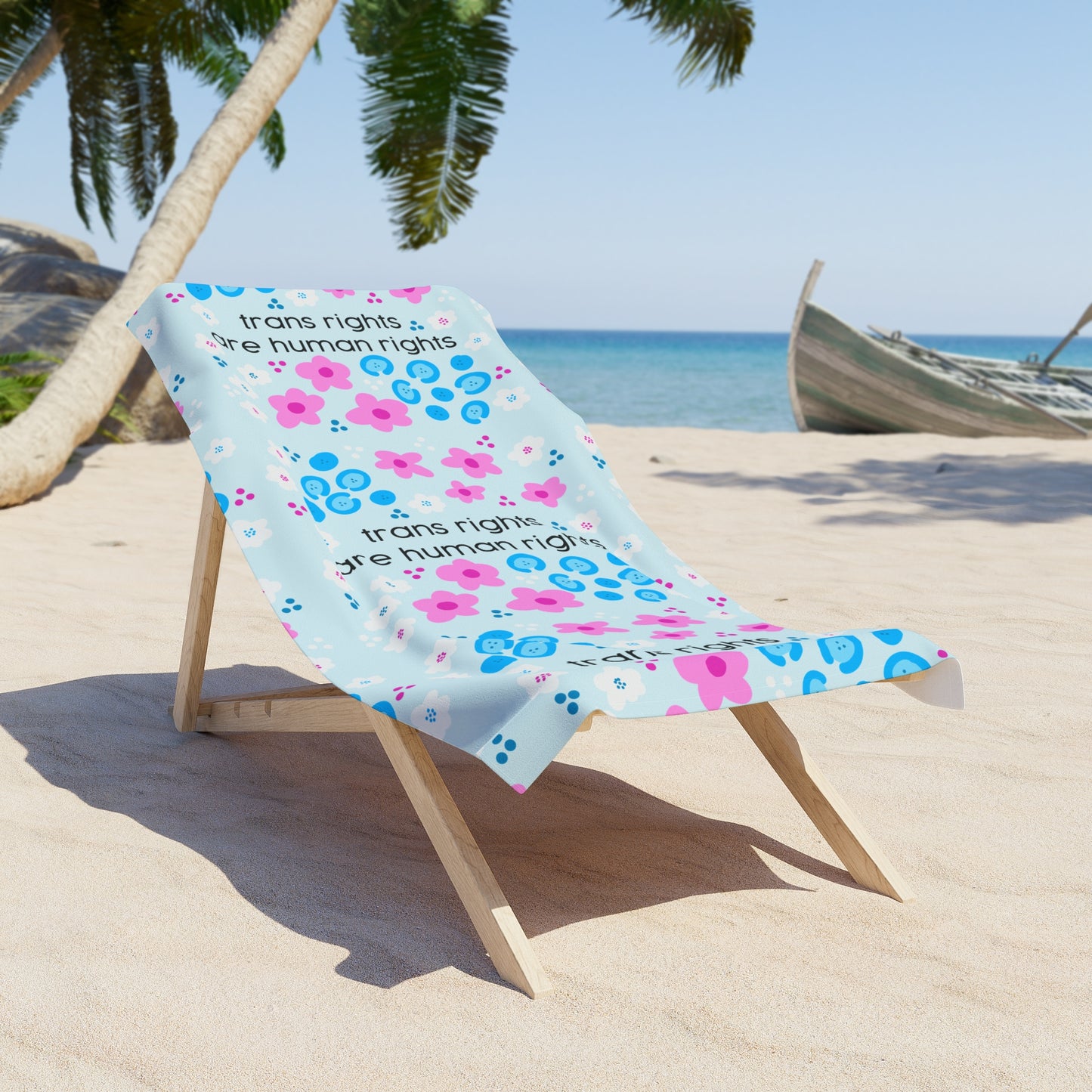 trans rights are human rights Beach Towel