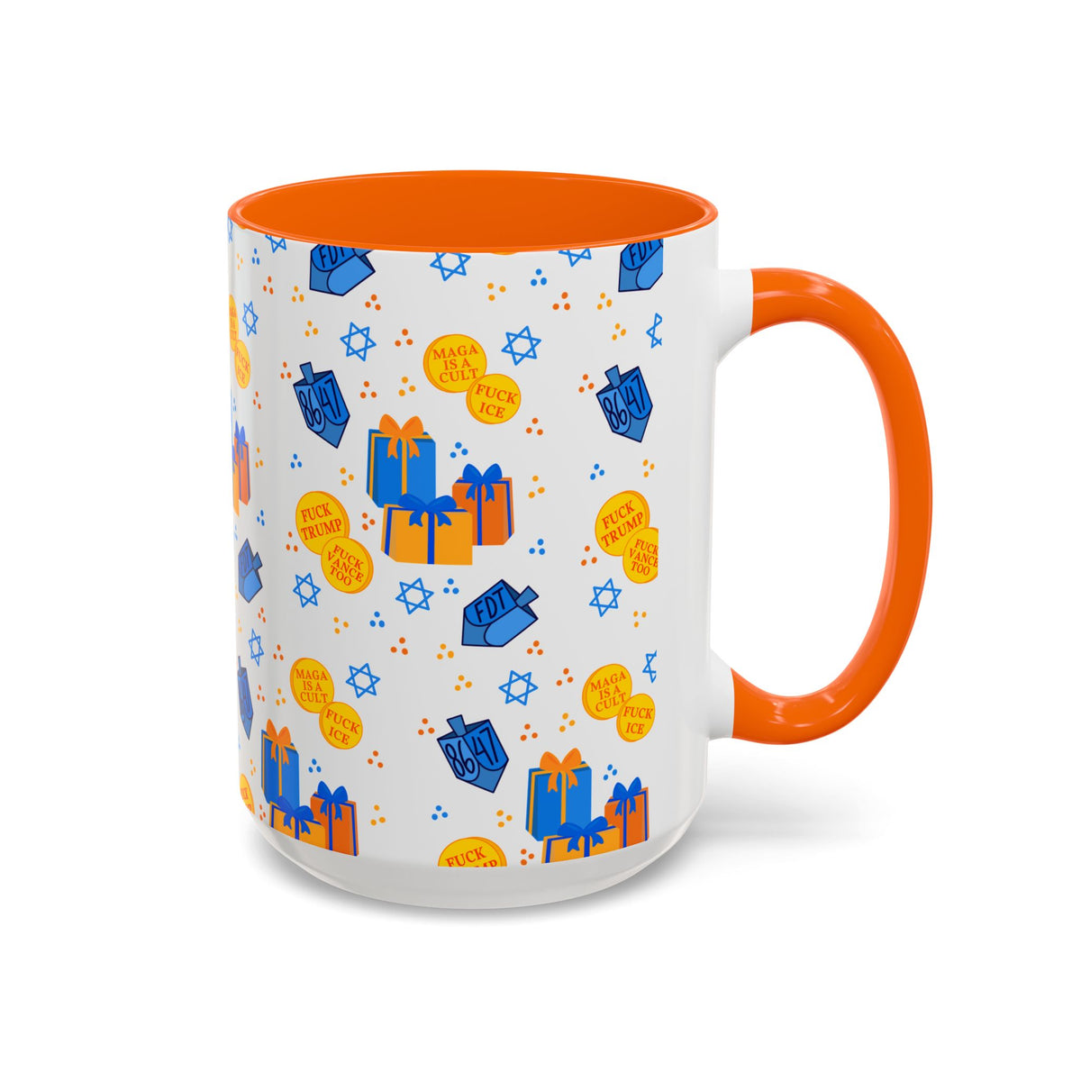 Hanukkah Gift Coffee Mug – Happy Hanukkah Dreidel Gelt Gifts FDT Mug