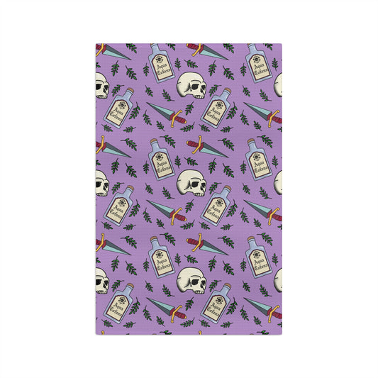 Aqua Tofana Witchy Potion & Skull Microfiber Tea Towel Gothic Halloween Kitchen Decor