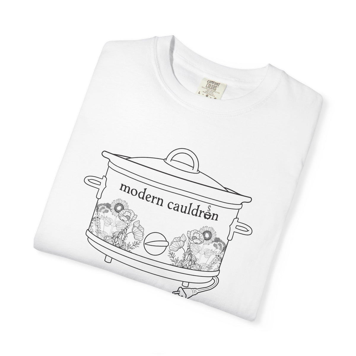 Modern Cauldron Illustrated Cauldron Floral Crockpot Graphic Tee