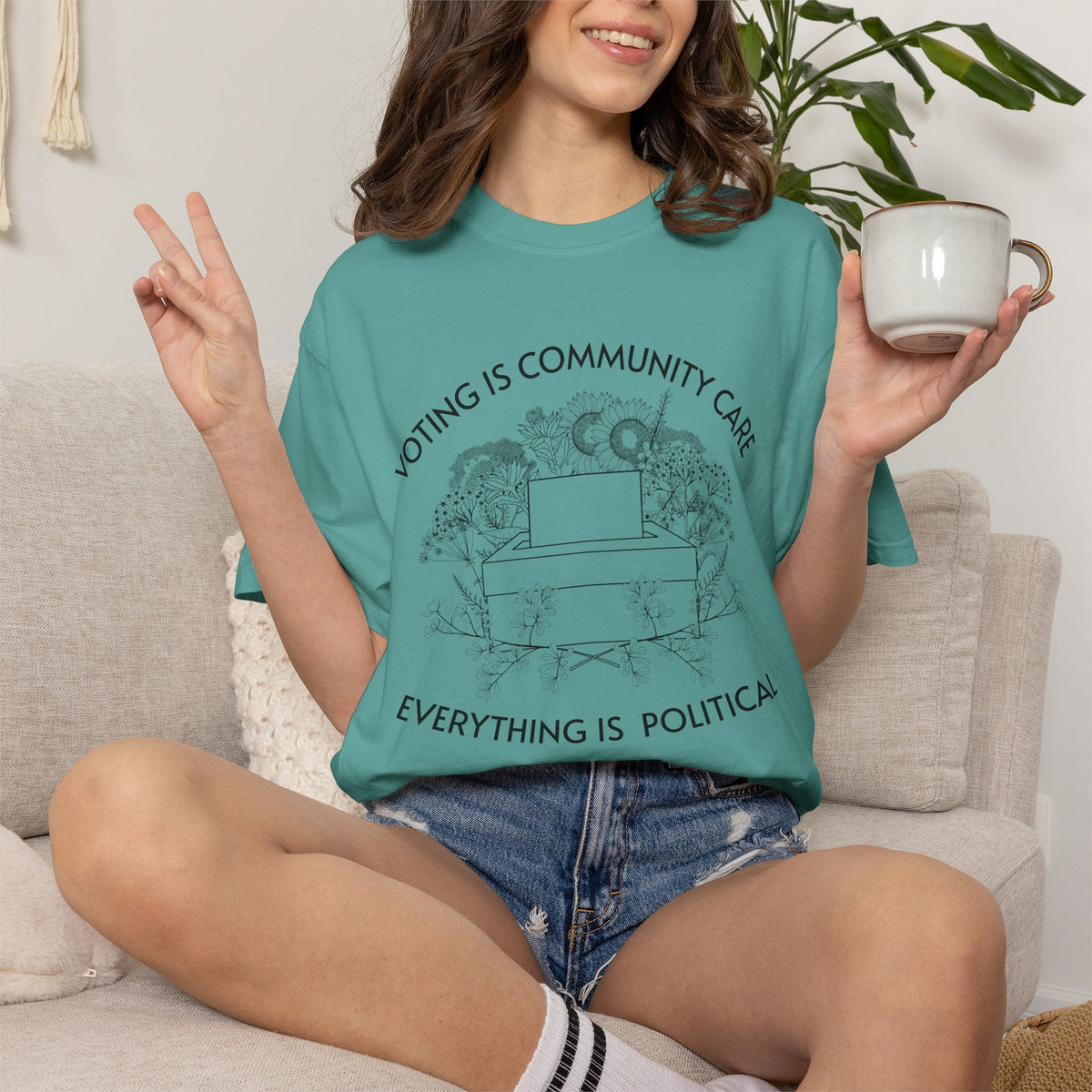 Voting Is Community Care T-Shirt Everything Is Political Vote Graphic Tee
