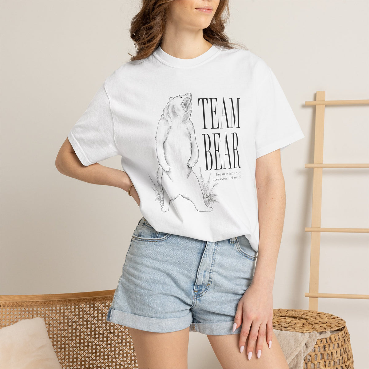 Team Bear Graphic T-Shirt Vintage Sketch Bear Tee because have you even met men