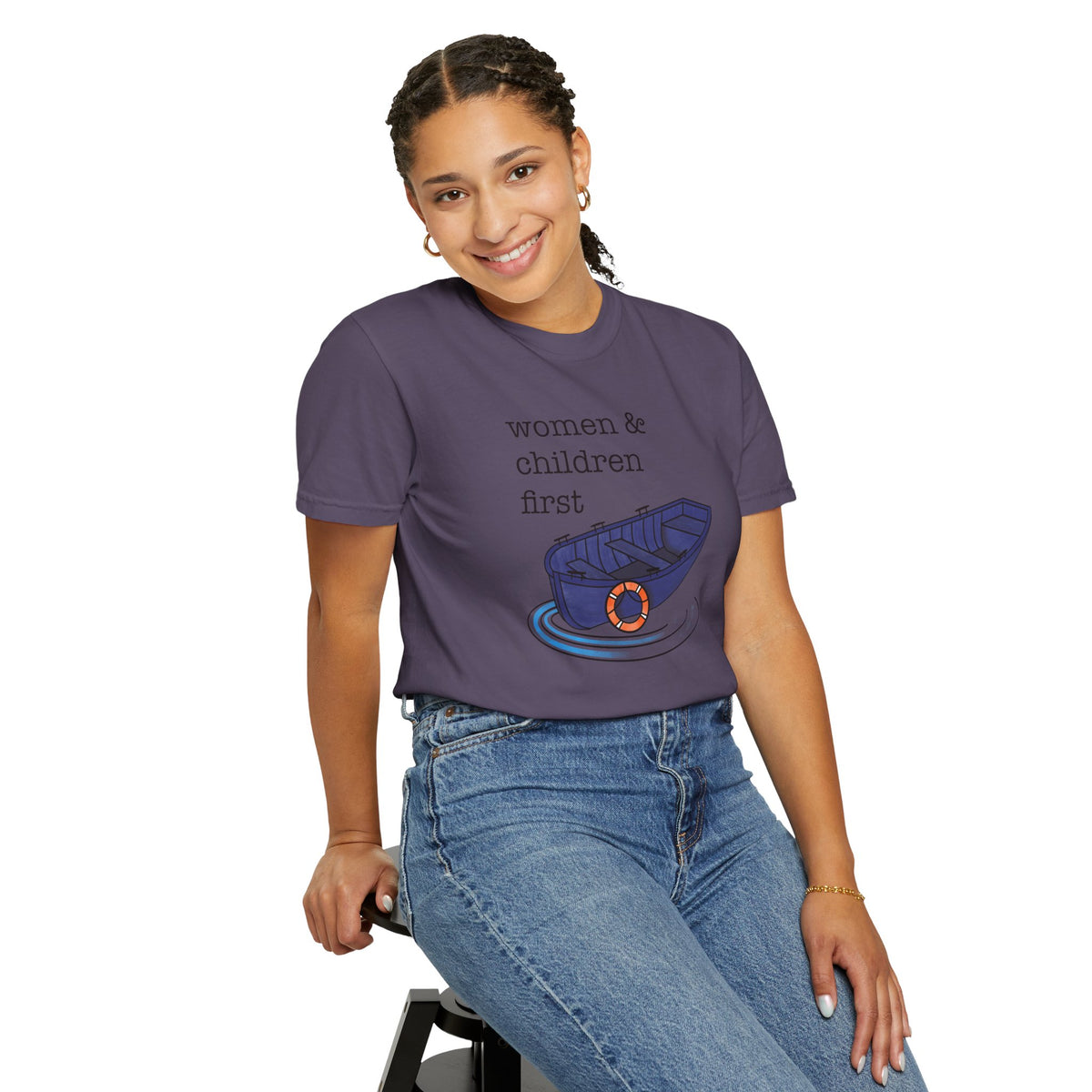Lifeboat Matriarchy Women & Children First Nautical Boat Graphic T-Shirt