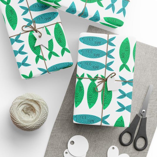 Slightly Subtle Sardine Wrapping Paper on White, Funny Fish Gift Wrap, Sea Creature Birthday Party Supplies, Unique Office Present