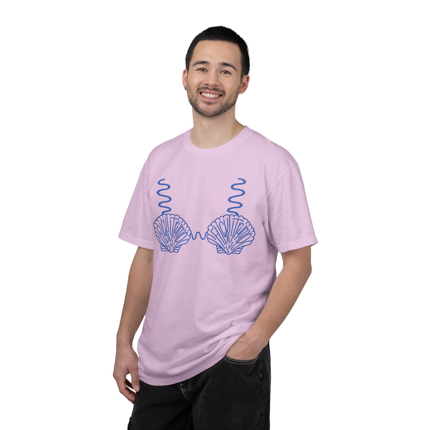 Slighly Subtle Seashell Bikini Line Art T-Shirt | Beachy Mermaid Shells Graphic Tee FDT