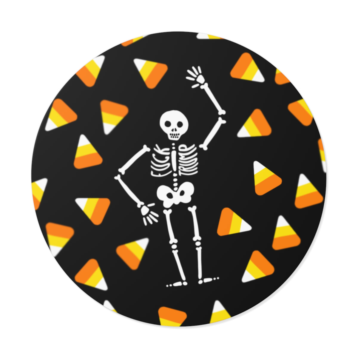 Halloween Skeleton & Candy Corn Round Vinyl Sticker FDT