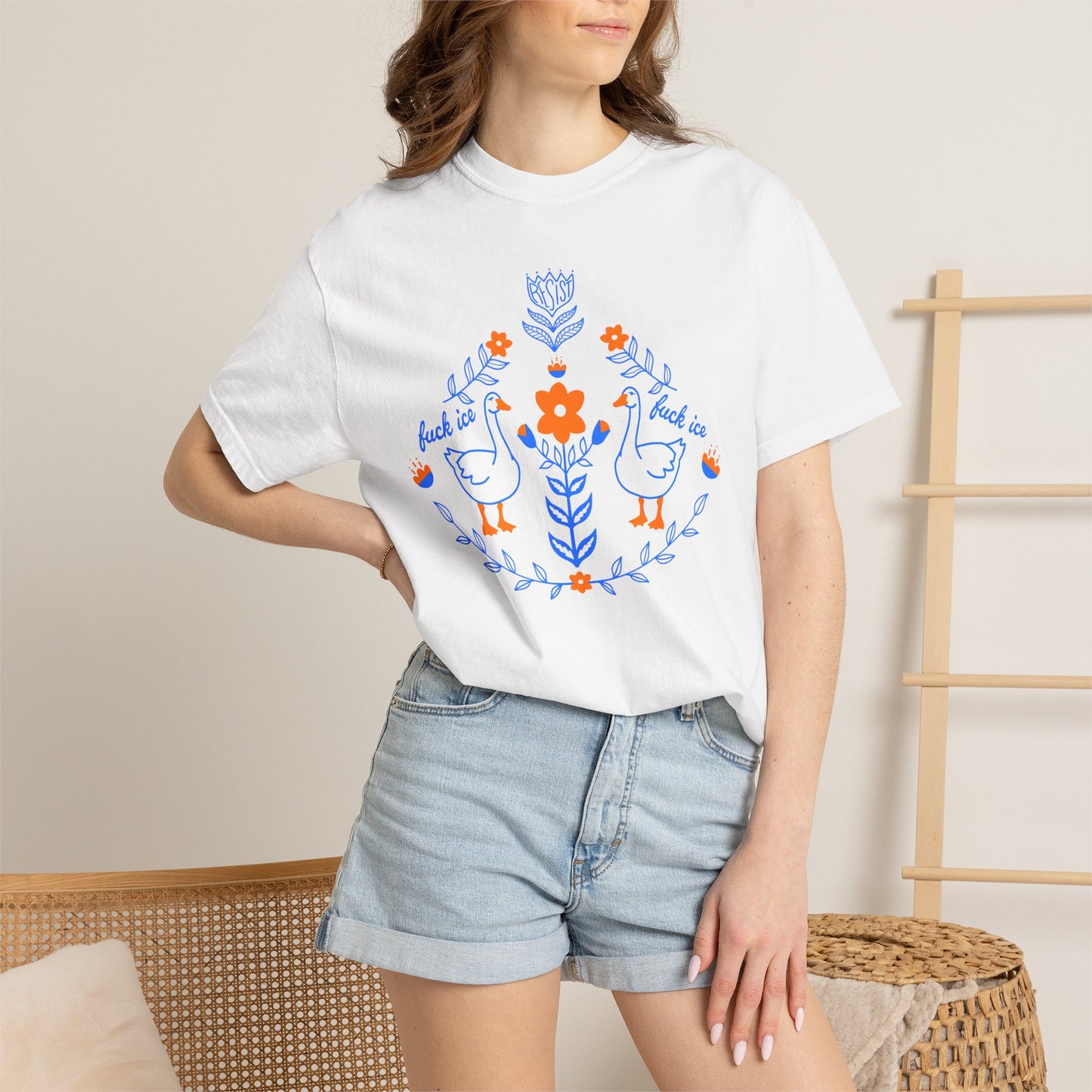 Folksy Silly Goose Tee —  F Ice Resist Floral Graphic T-Shirt