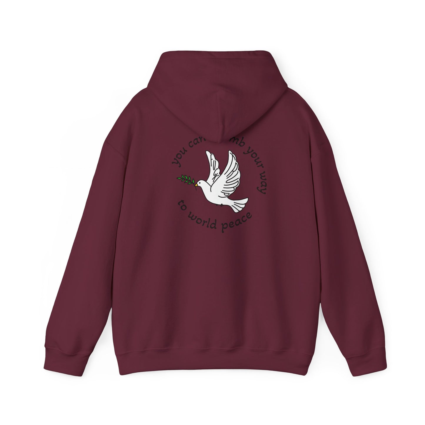 Bombs for World Peace Dove with Olive Branch Hoodie | front and back sweatshirt