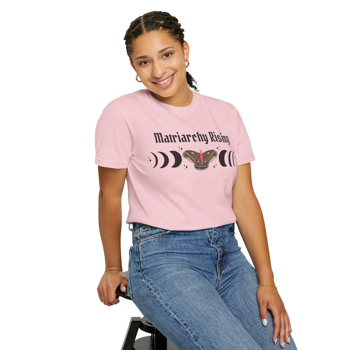 Matriarchy Rising Tee Moon Phases & Moth Feminist Graphic T-Shirt