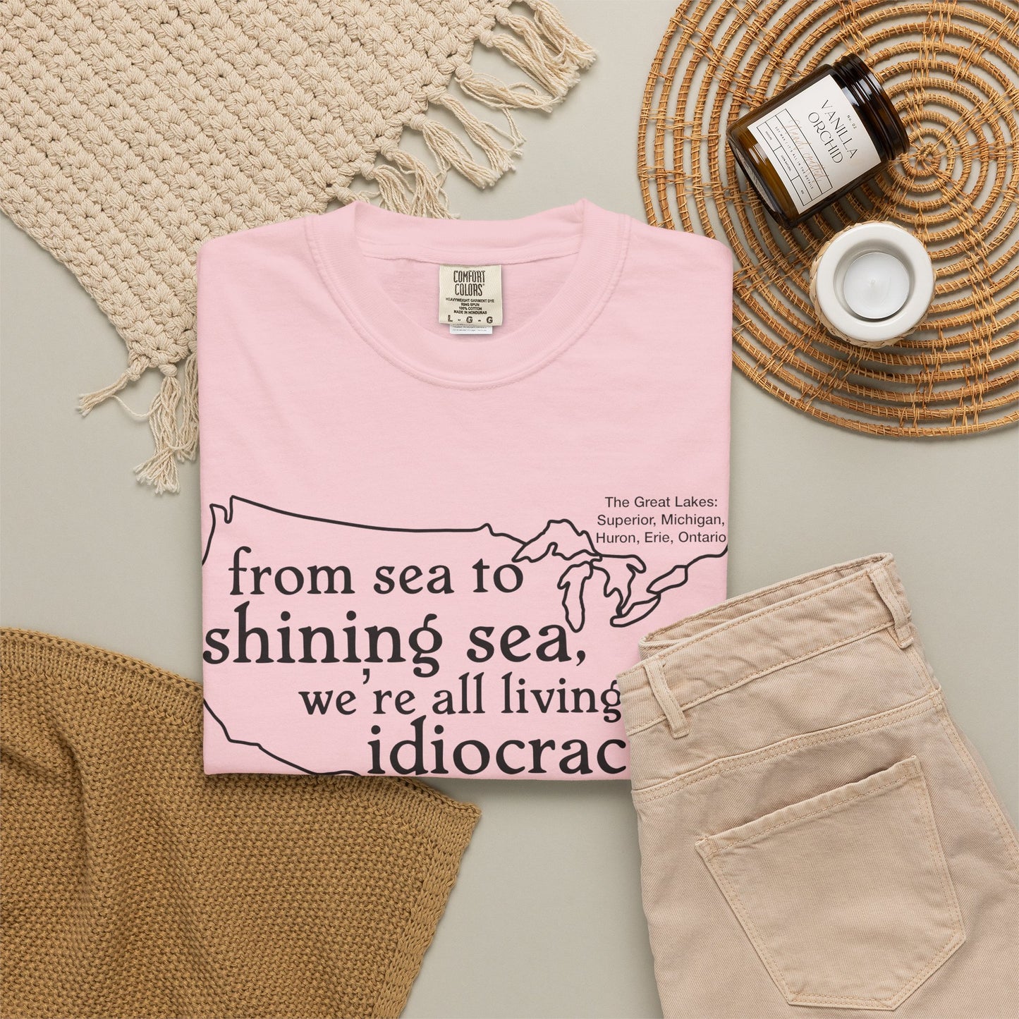 Idiocracy Map T-Shirt  'From sea to shining sea we are living in idiocracy' Minimal Political Tee Great Lakes Gulf of Mexico