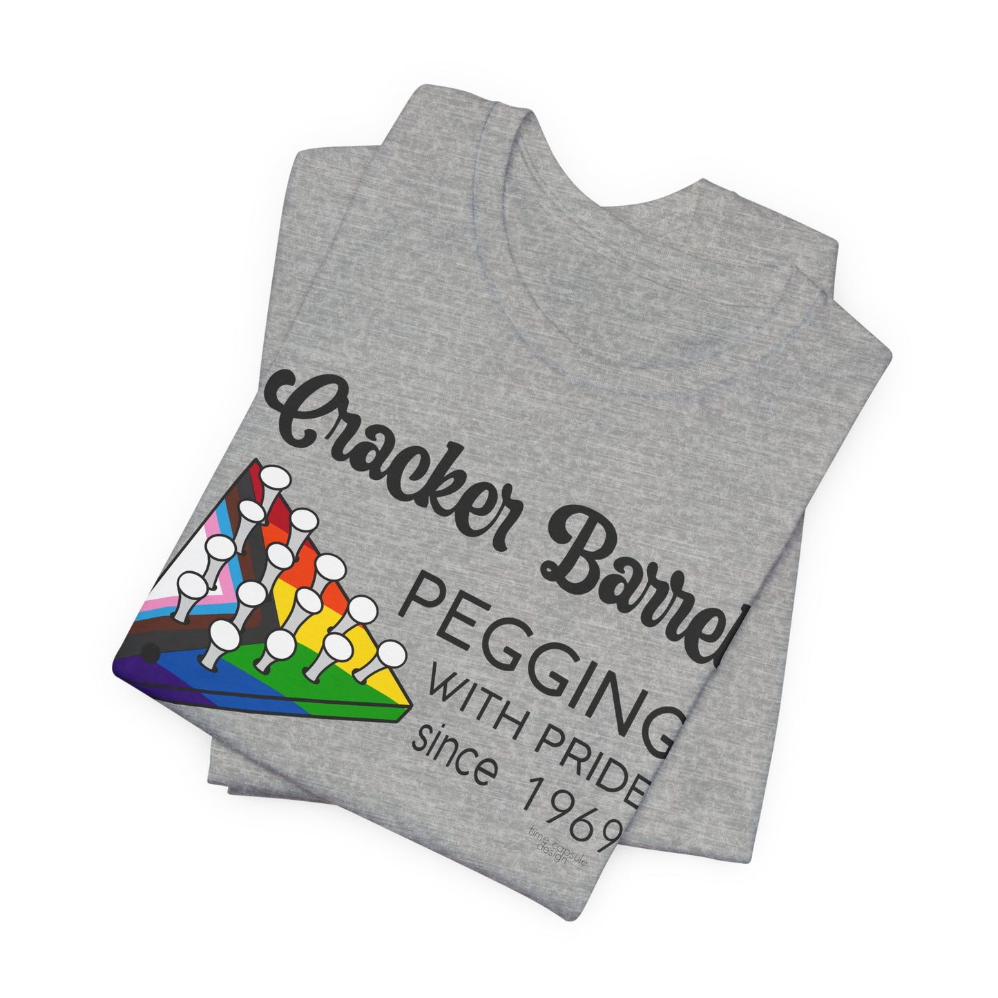 Pegging with Pride Unisex Graphic Tee, Funny Short Sleeve T-Shirt for LGBTQ+ Pride Events, Gift for Friends, Fun Casual Wear