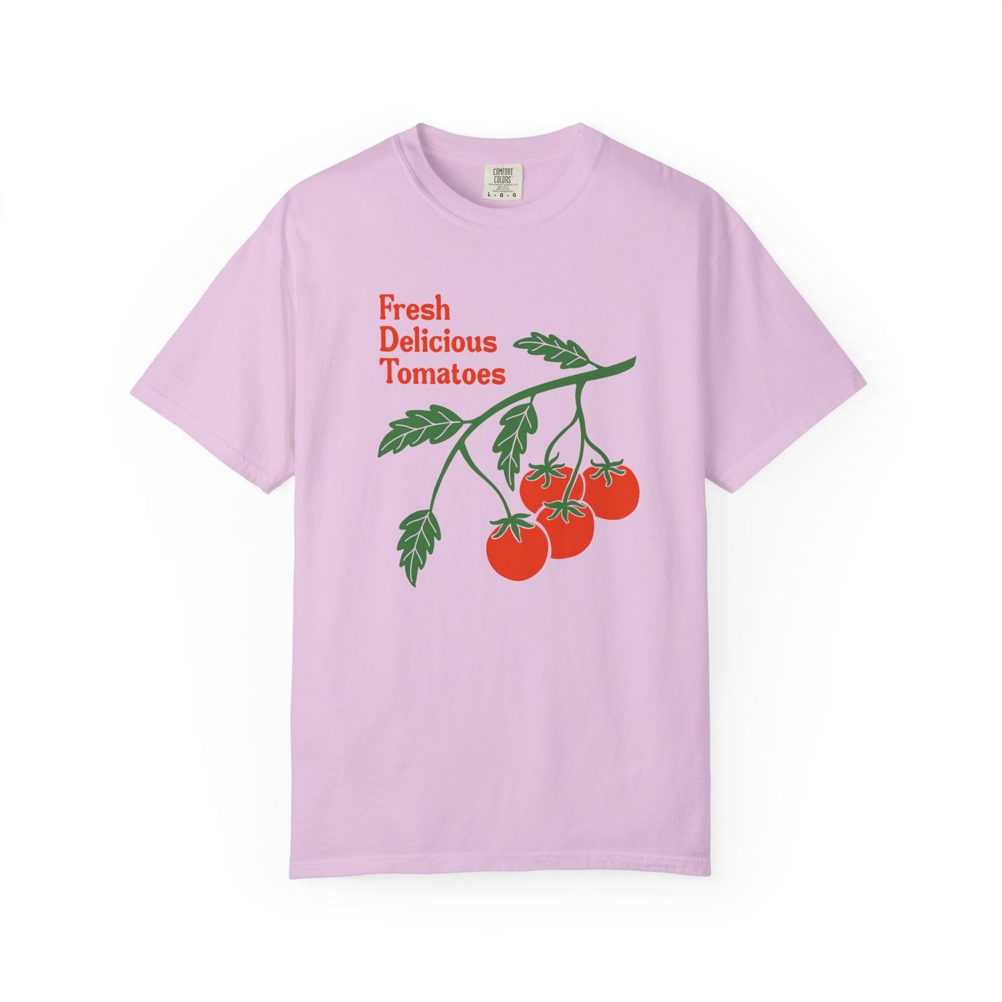 Fresh Delicious Tomatoes T-Shirt | Tomato Vine Illustration, Red Green Produce Tee FDT