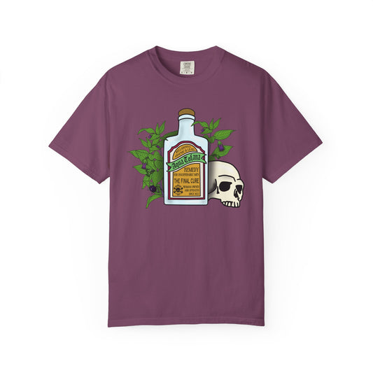 Skull & Remedy Bottle T-Shirt Aqua Tofana Vintage Apothecary Graphic Tee