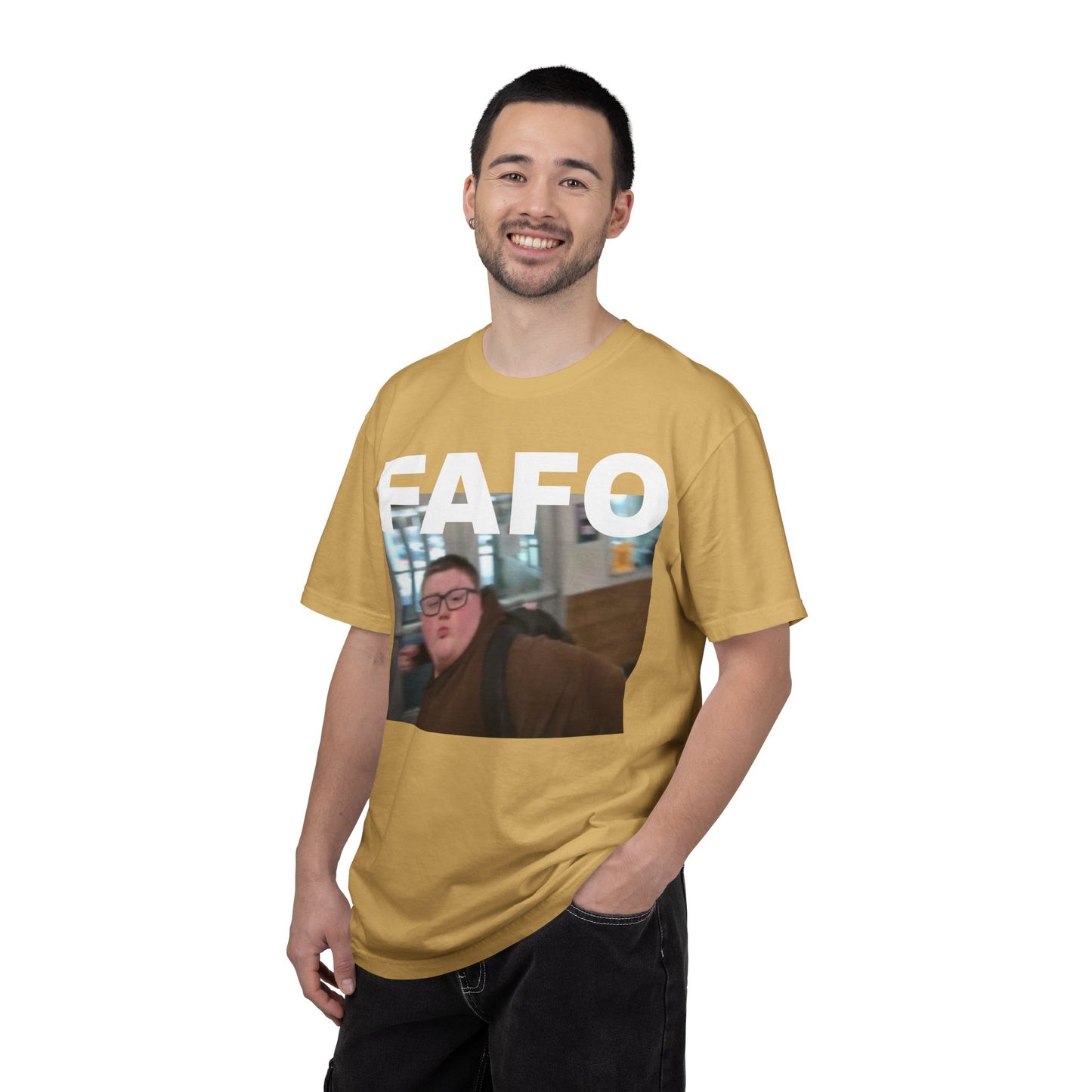 FAFO Okay Kid meme photo T-shirt | FAFO graphic tee