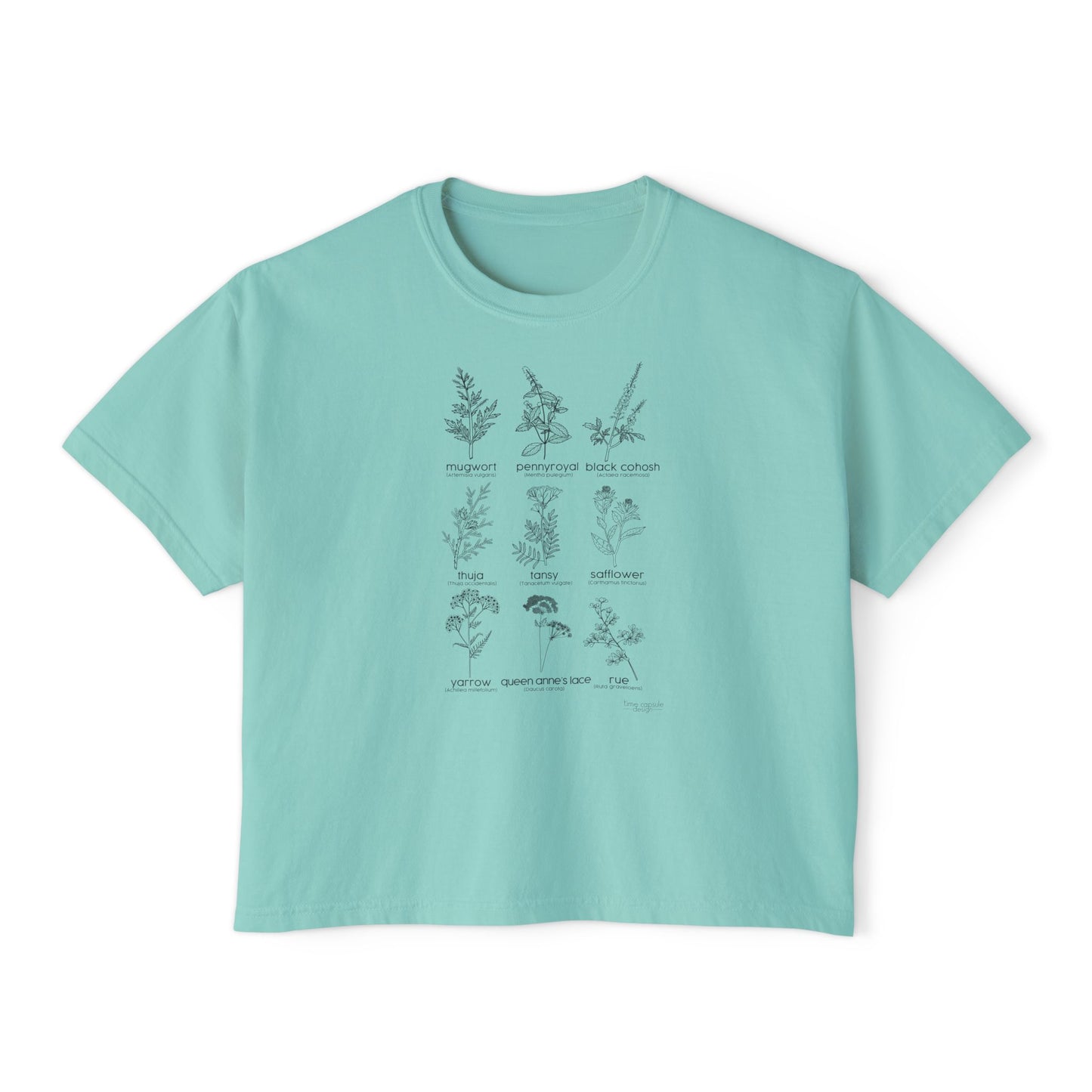 Herbs for Reproductive Freedom Boxy CROP Botanical Illustration Chart Comfort Colors Crop Tee