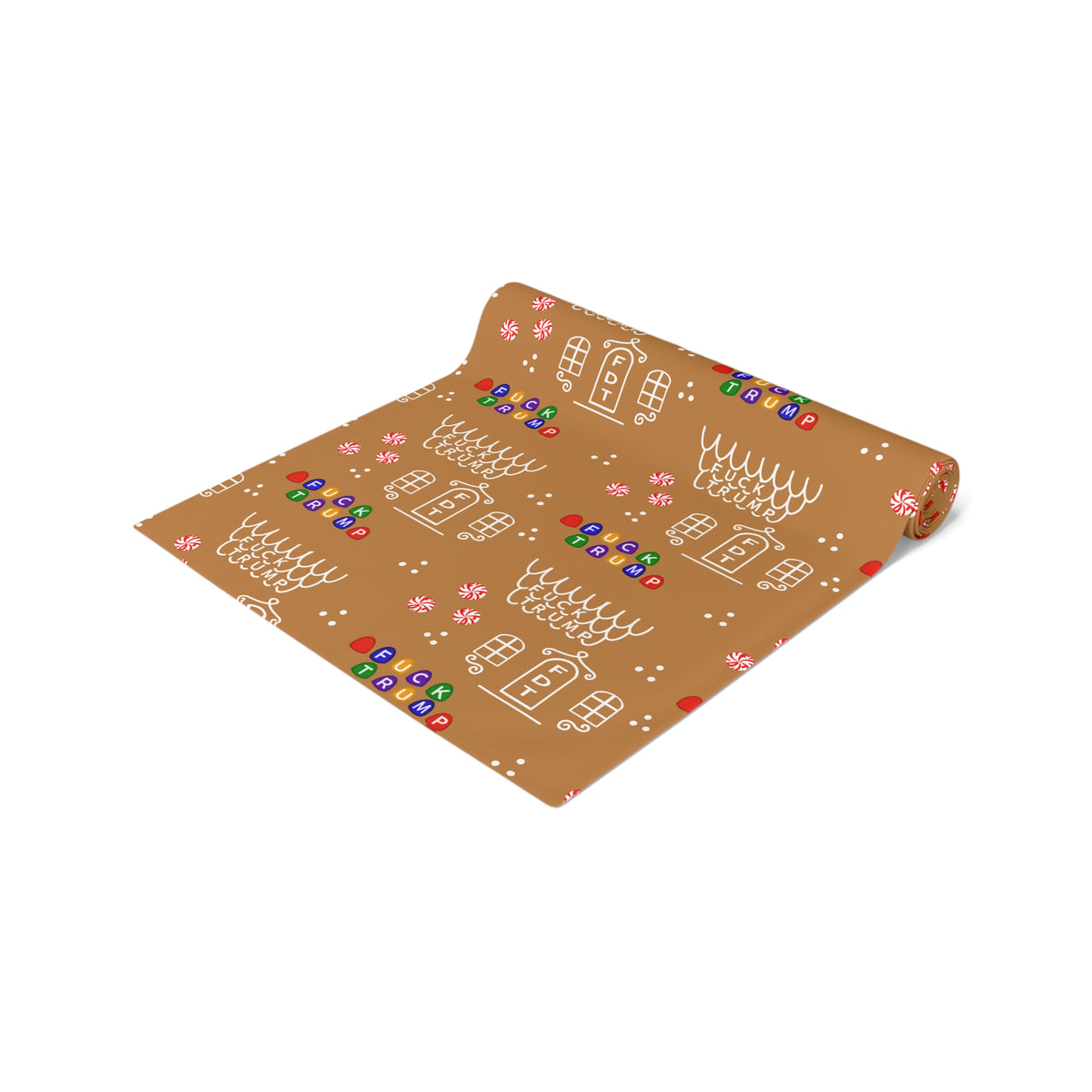 Gingerbread House Table Runner, Festive Cotton Runner for Holiday Decor, Christmas Table Decoration, Kitchen or Dining Table Accessory
