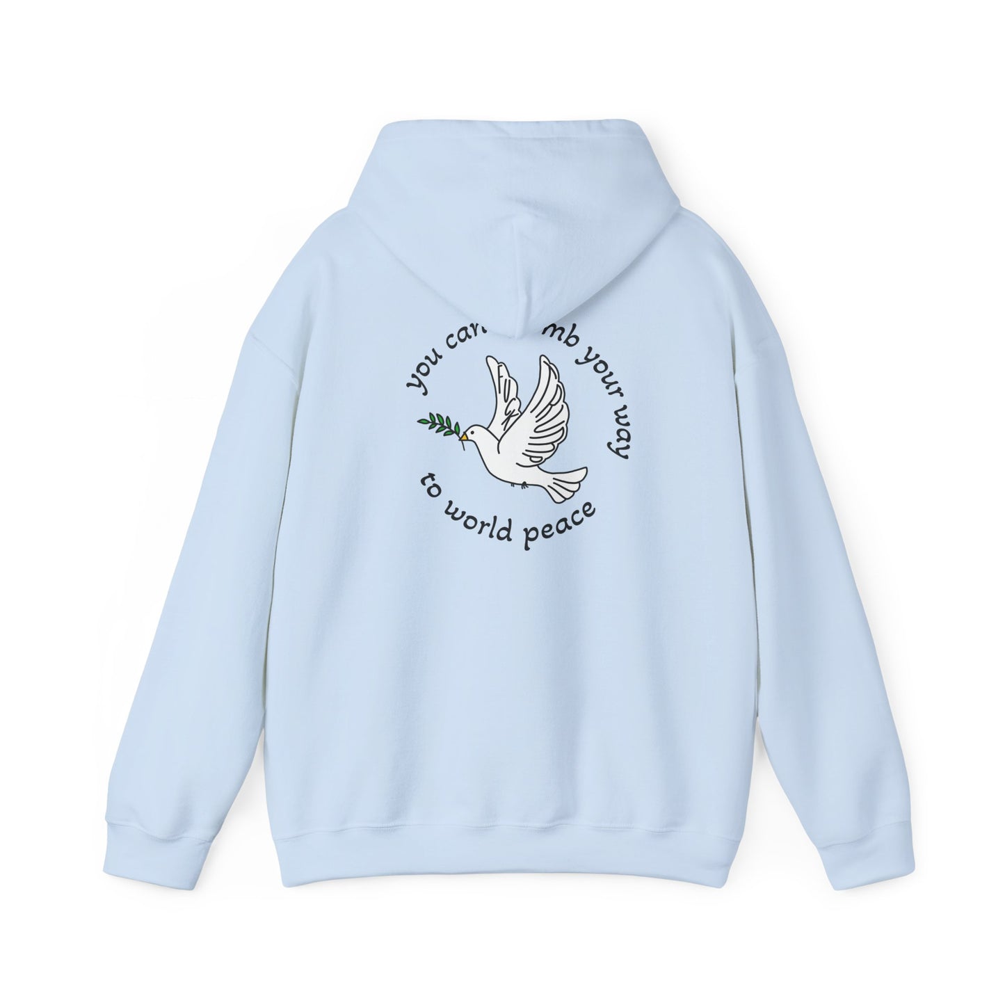 Bombs for World Peace Dove with Olive Branch Hoodie | front and back sweatshirt