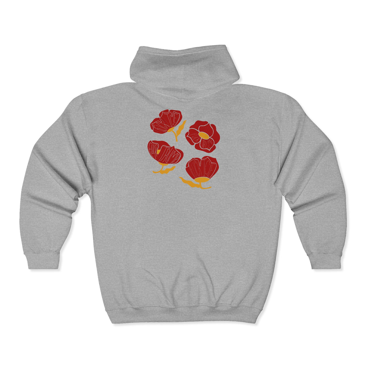 Slightly Subtle Red Poppy Floral design Zip Hoodie | Poppy Flowers jacket