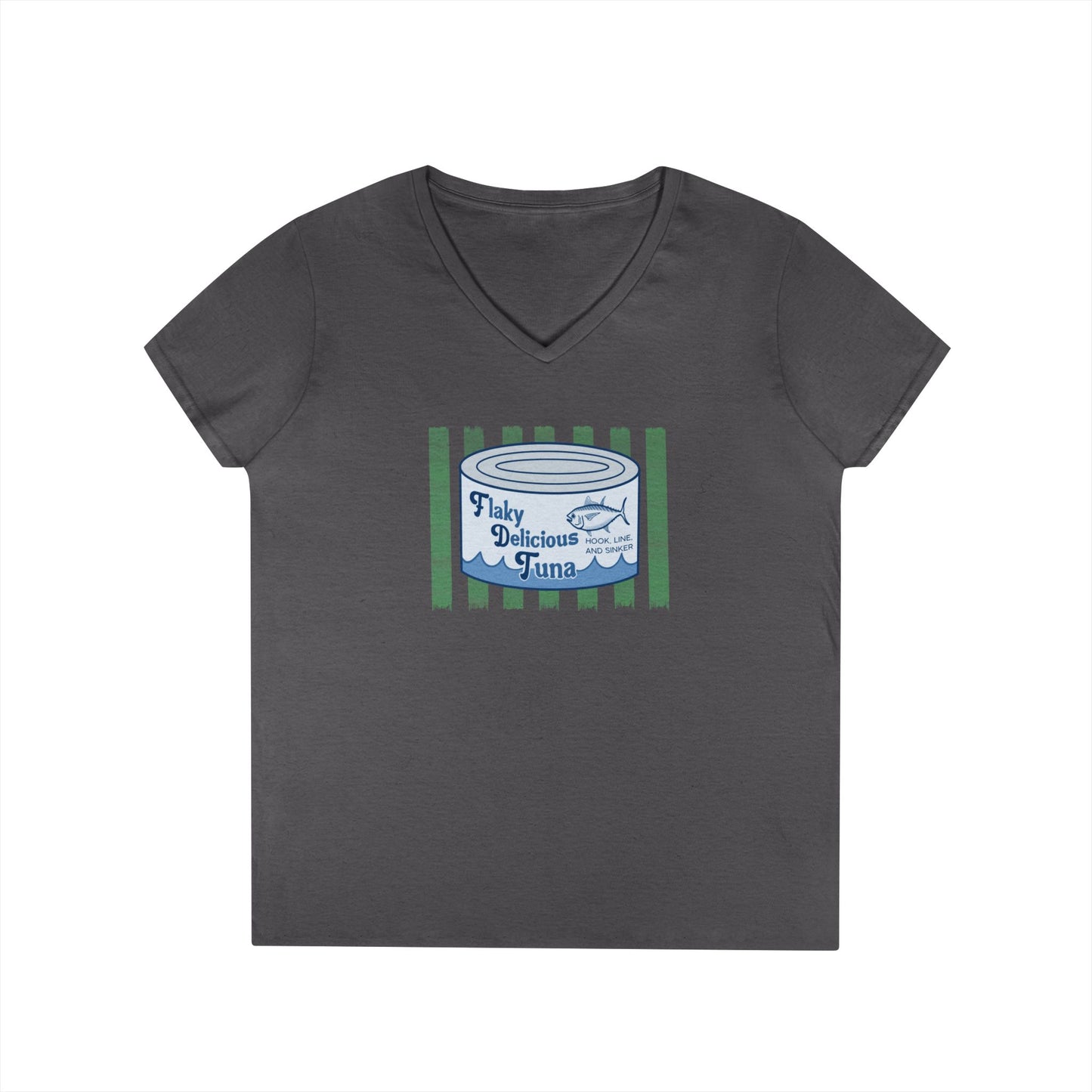 Flaky Delicious Tuna can graphic Tee | V-Neck T-Shirt FDT