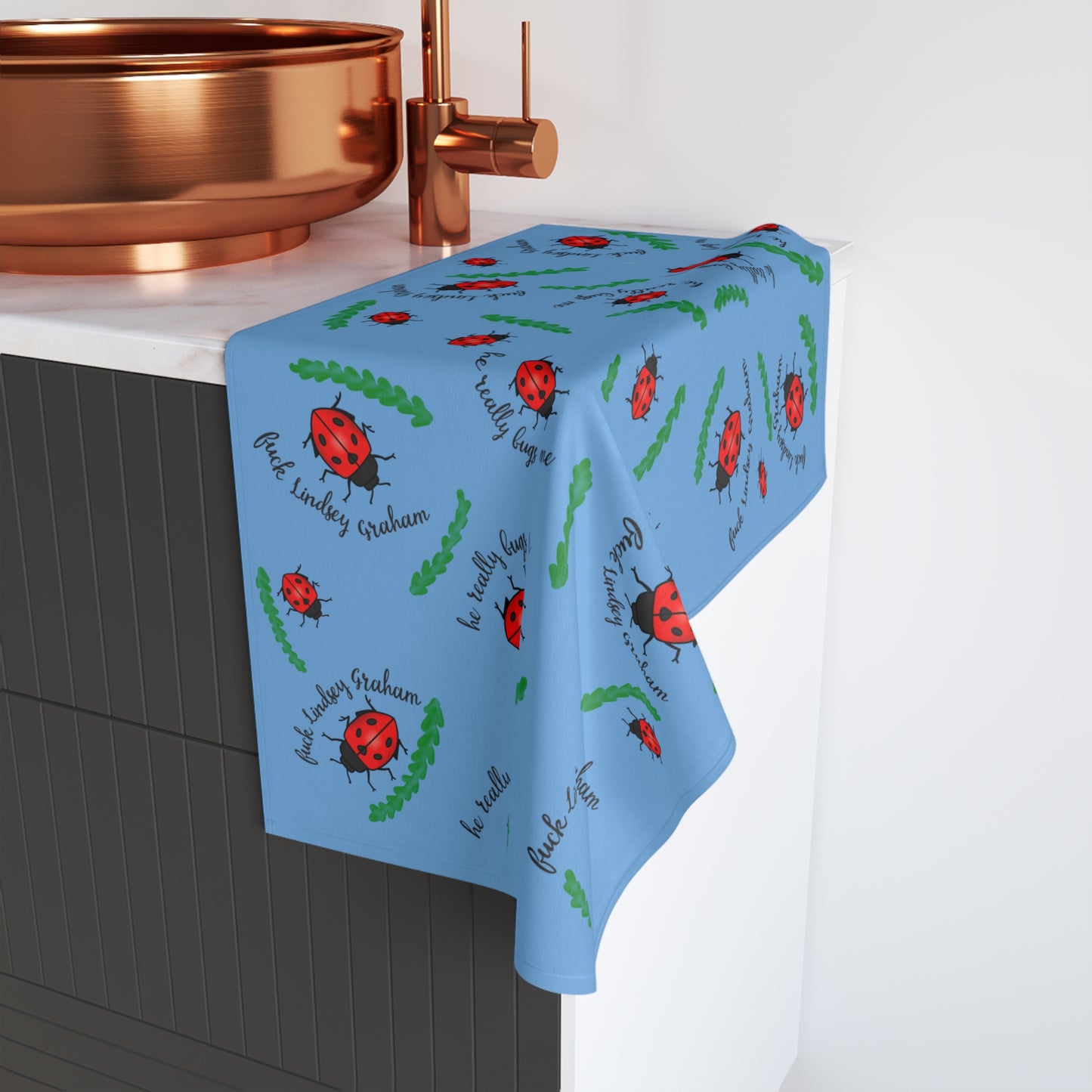 Slightly Subtle Ladybug Hand Towel, Lindsey Graham, Gifts for Garden Lovers, Kitchen or Bathroom Use, Birthday, Baby Shower