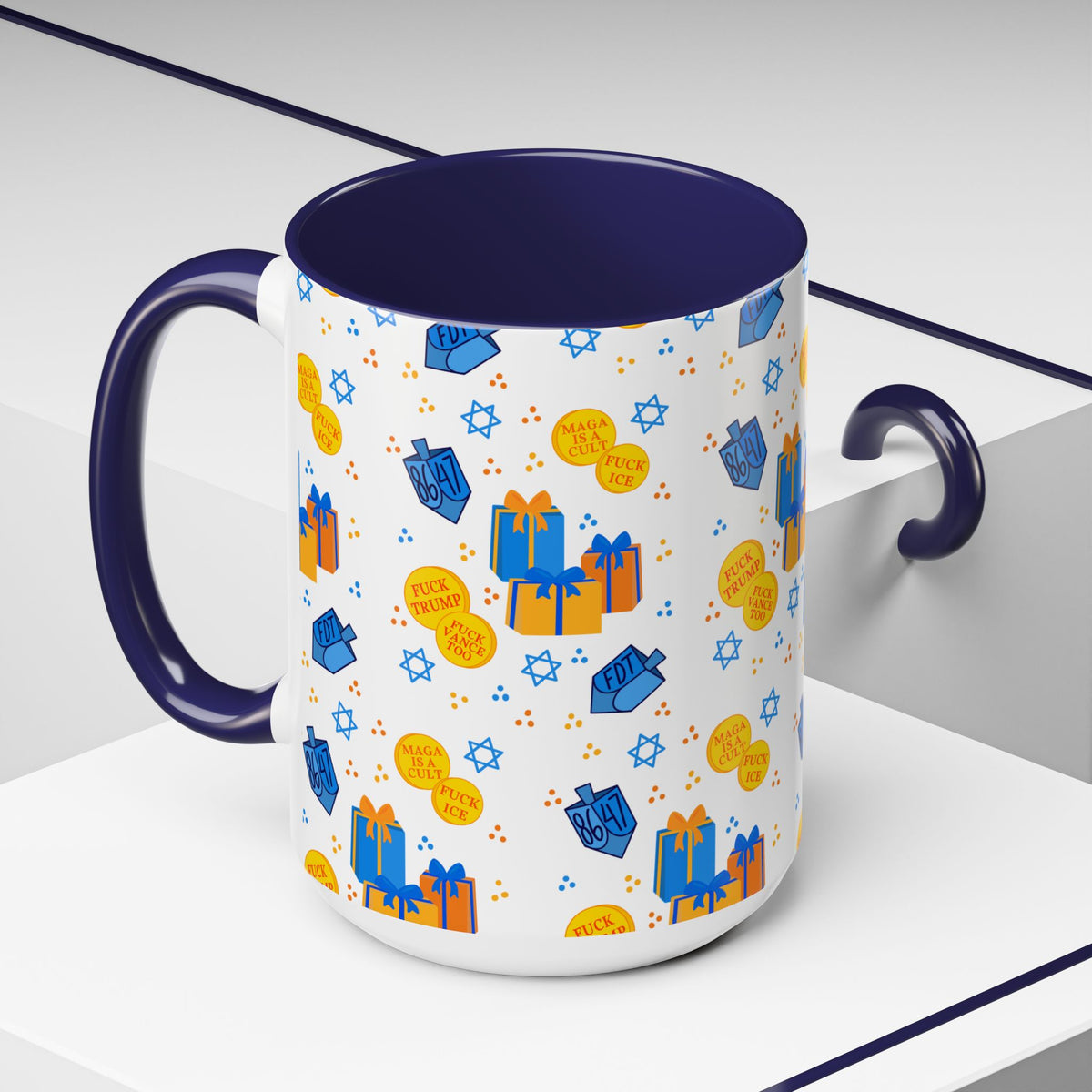 Hanukkah Gift Coffee Mug – Happy Hanukkah Dreidel Gelt Gifts FDT Mug