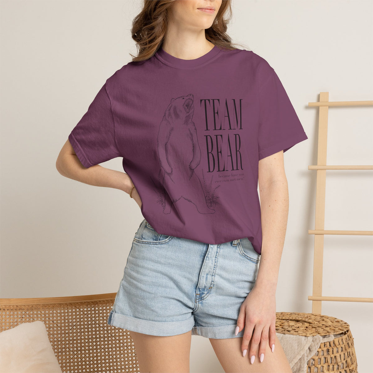Team Bear Graphic T-Shirt Vintage Sketch Bear Tee because have you even met men