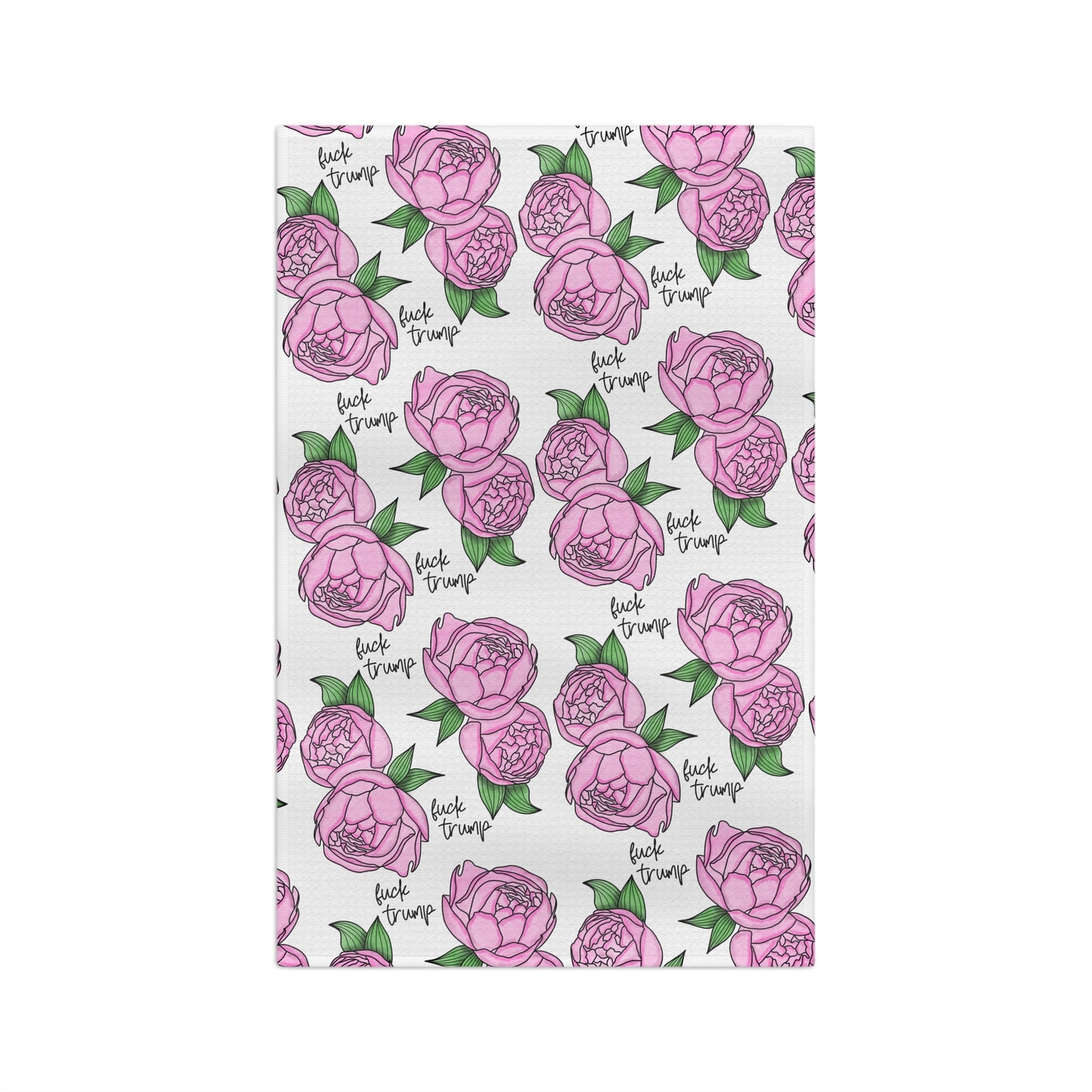 Slightly Subtle Pink Peonies Pattern Microfiber Tea Towel | Floral Kitchen Linen