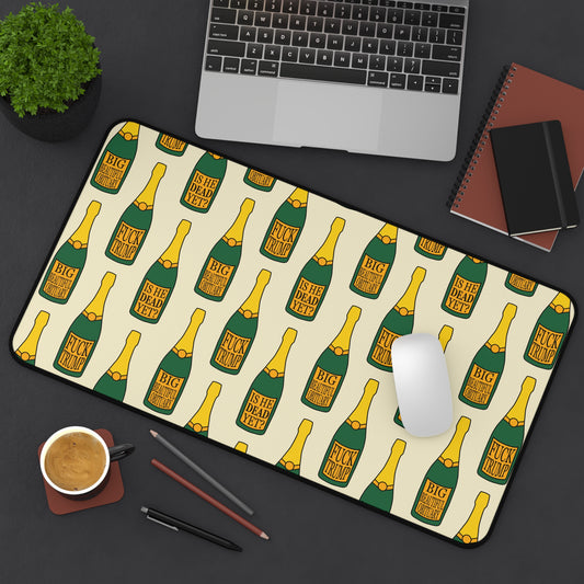 Slightly Subtle Champagne Bottle Pattern Desk Mat | Funny Champagne Pet Food Mat