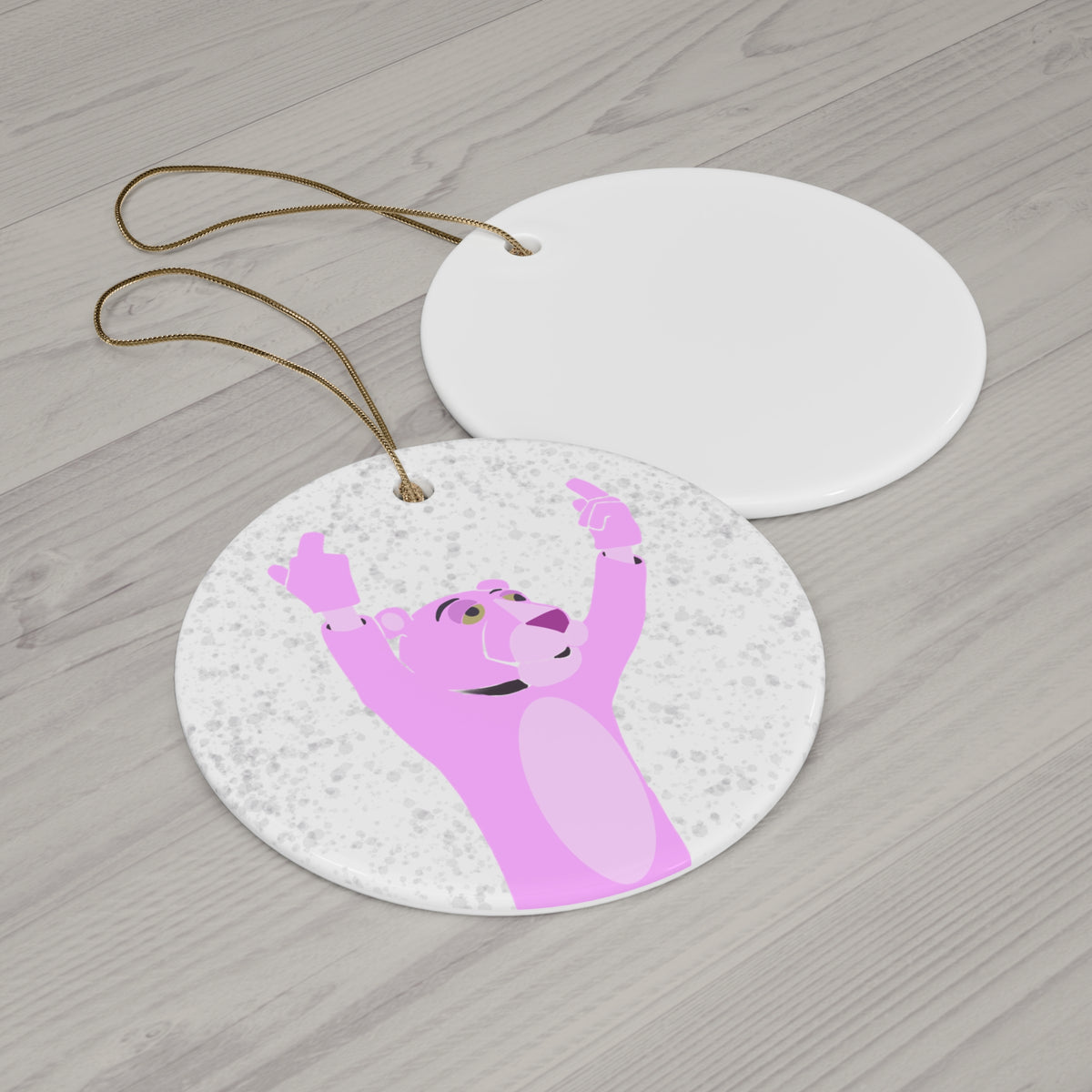 Pink Panther Protest Pepper Spray Ceramic Christmas Ornament