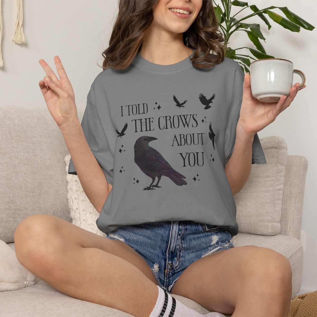 I Told The Crows About You Witchy Crow Raven Graphic Tee