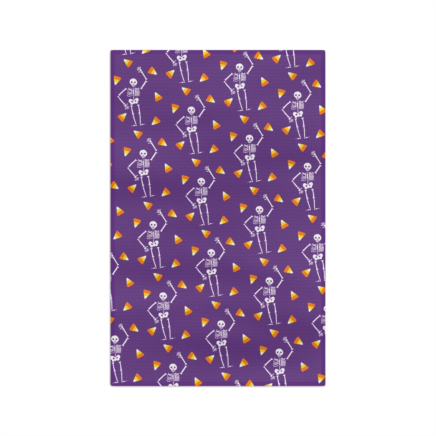 Halloween Skeleton & Candy Corn Microfiber Tea Towel purple