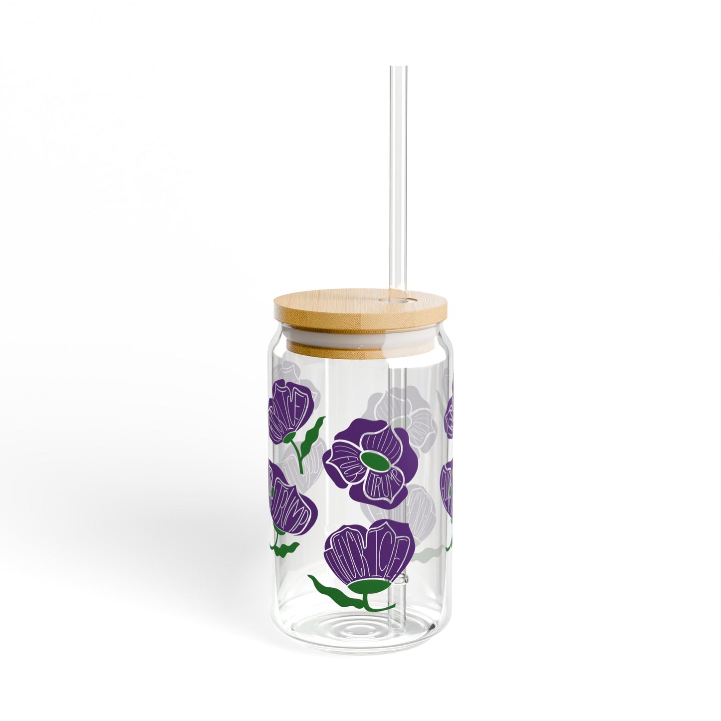 Slightly Subtle Purple Poppy Floral Sipper Glass | 16oz FDT