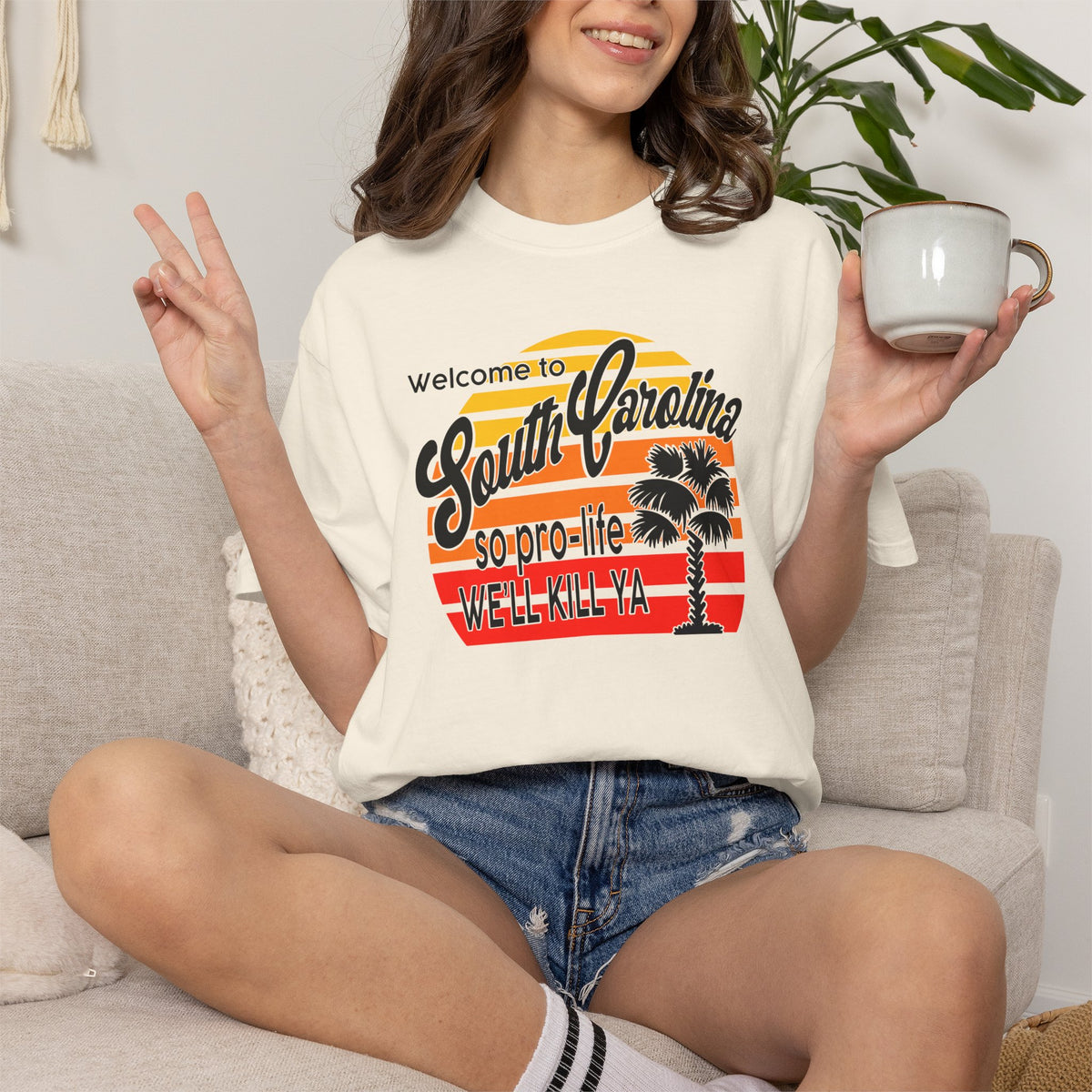 South Carolina Political Dark Humor Abortion Sunset T-Shirt Welcome to South Carolina Graphic Tee